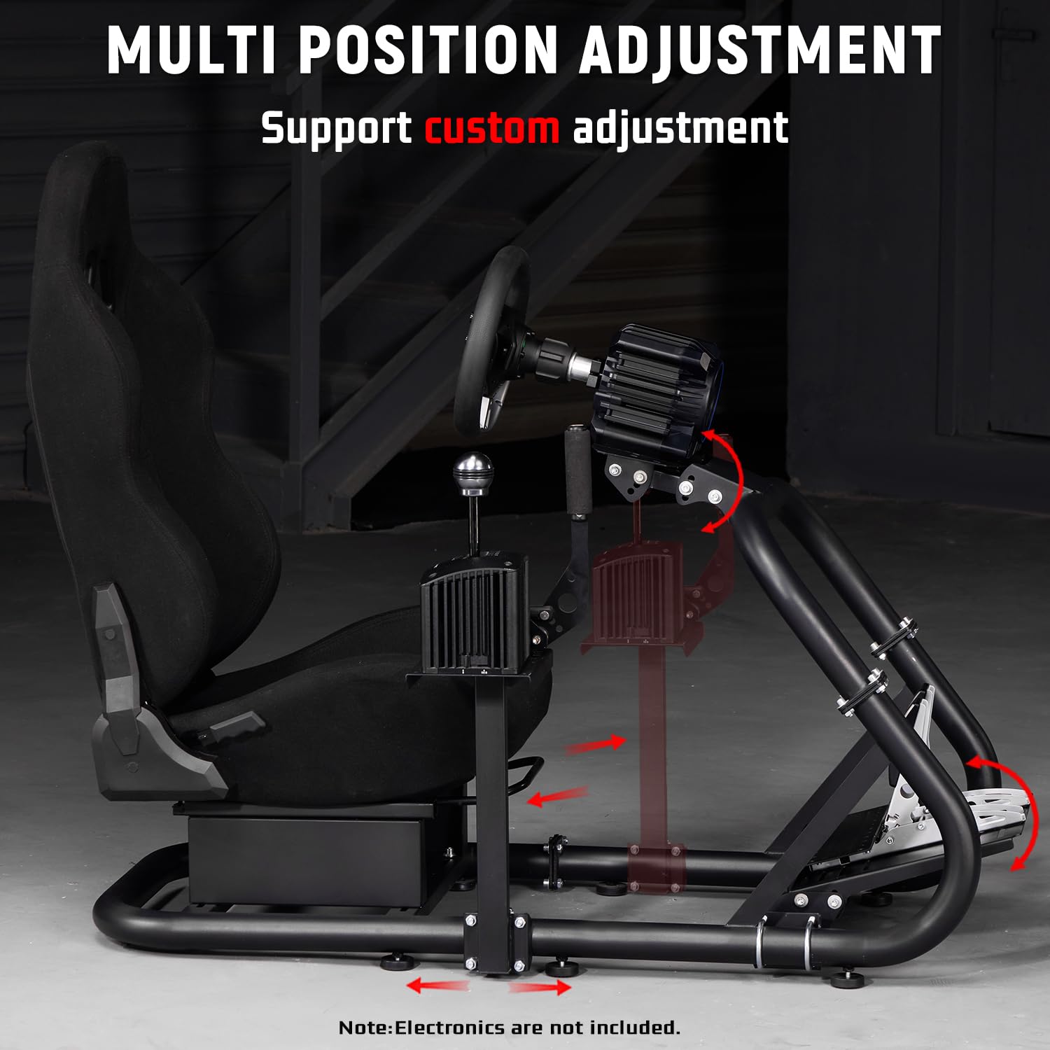 Dardoo Rennsimulator Cockpit with Large Round Tube lenkradständer Rennsitz Adjustable passend für Logitech G25 G27 G29 G920, für Thrustmaster, für Fanatec without Steering Wheel, Pedal and Shifter