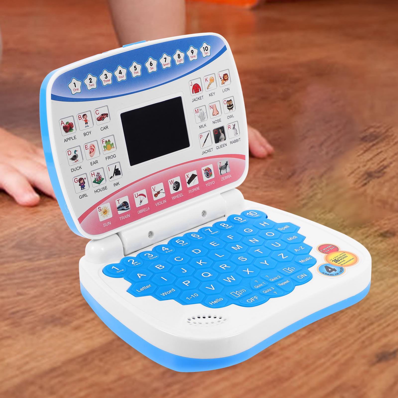 Computer Portatile Istruttivo Bimbo, Mini Simulazione LED Blu | Festa Scuola Decor, Gioco Musicale per Bambini, Batteria 3 X Aa Non Inclusa