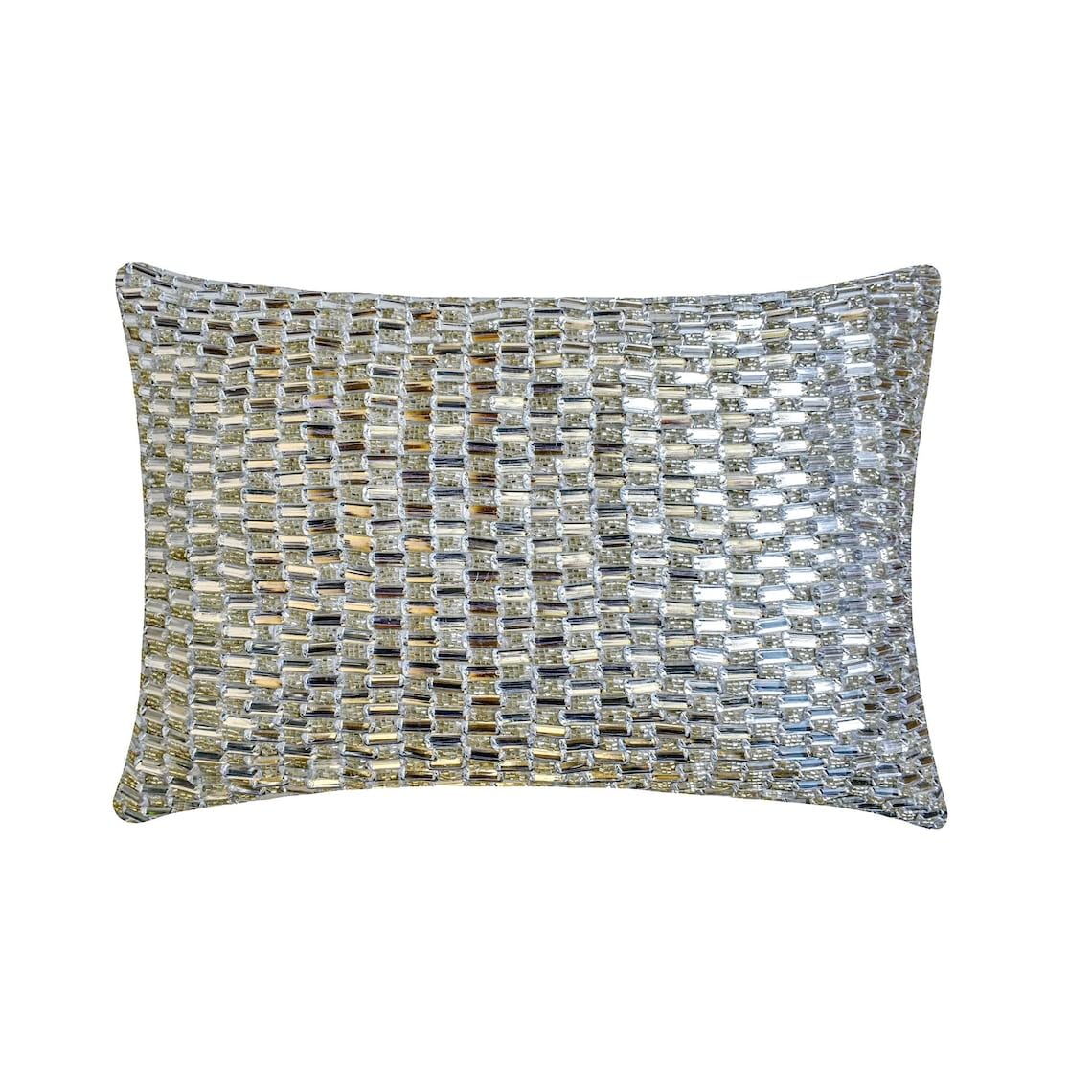 The HomeCentric Decorative Lumbar Cushion Covers Silver & Clear 30x35 cm (12"x14") Art Silk Sparkling Crystals, Rhinestones, Embroidery, Handmade Cushion Covers Geometric Modern - Diamond Radiance โ image 1