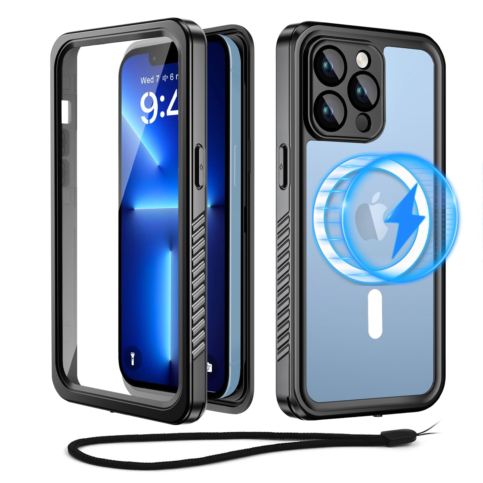 Beeasy for iPhone 13 Pro Max Waterproof Case with Magsafe, IP68 Underwater Military Grade, Phone Case with Shockproof, Dustproof, Rugged 360 Full Body