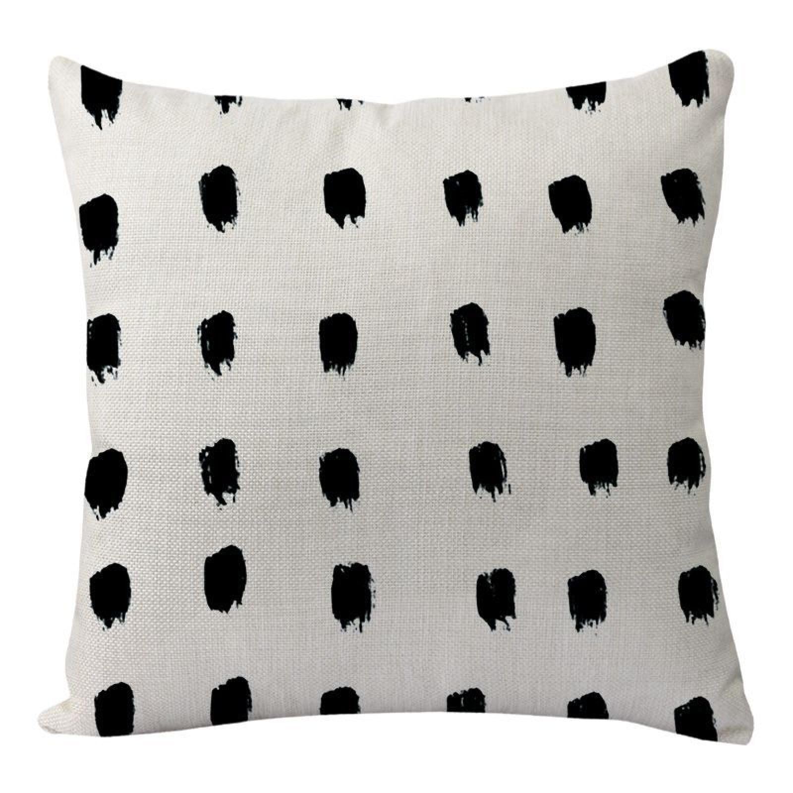 Wazylphin Cushion Covers Black Graffiti Pillow Cases Cotton and Linen Cushions with Covers Included Zipper Sofa Cushions Soft Pillowcase Living Room Pillow Cover Bedroom 50x50 Cushion Cover 1 Pack