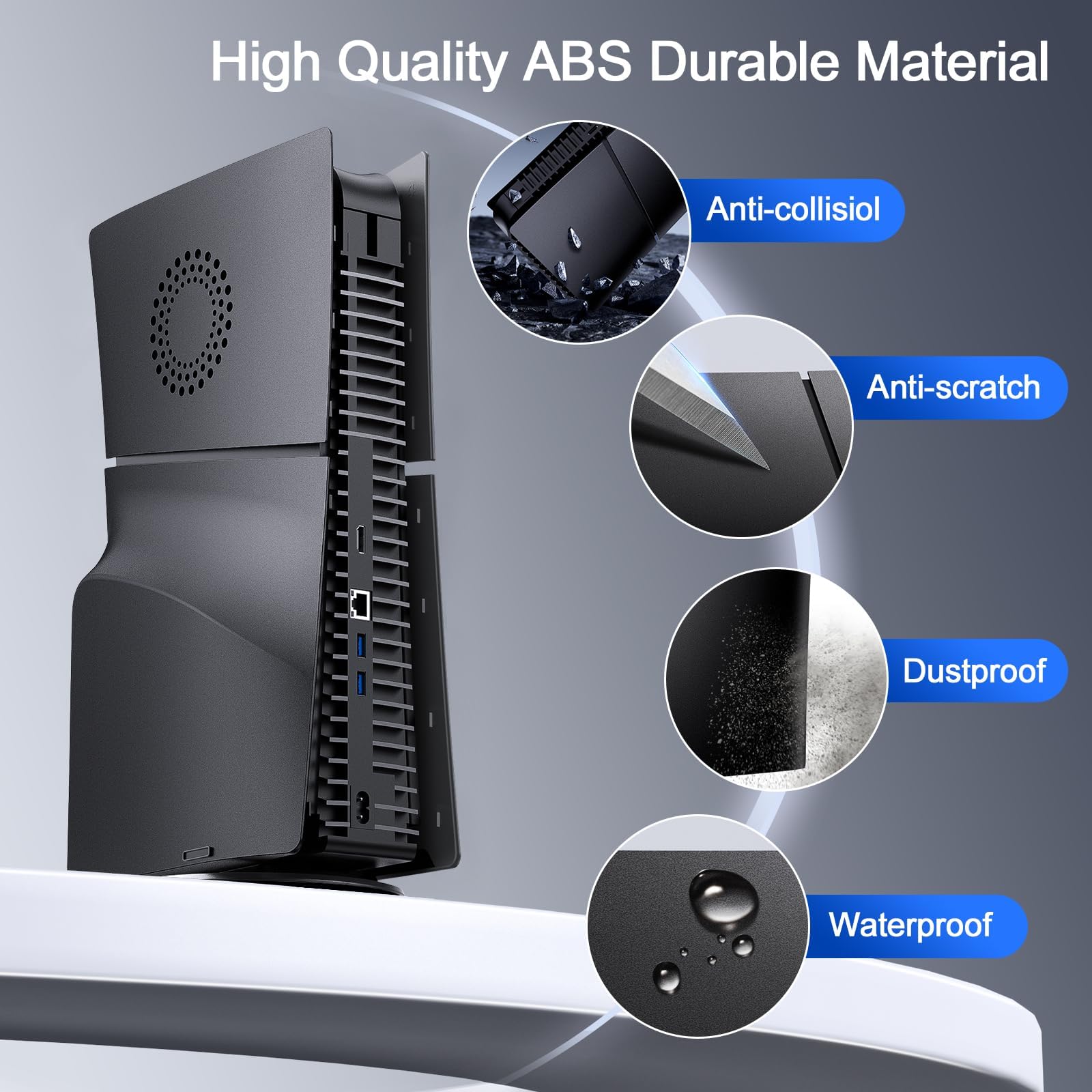Cover per Ps5 Slim Disc Edition,Con Porta per Ventola Custodia per Piastra Rigida Nera per Playstation 5 Slim, Cover per Piastra Di Ricambio per Accessori Ps5 Slim Faceplate,Ferroso
