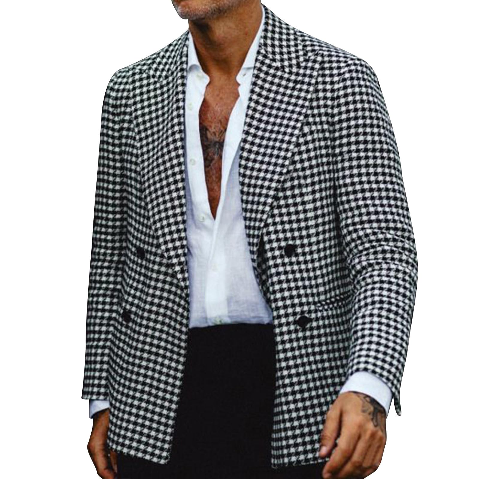Genérico Americana Hombre Blazer Hombre Chaqueta Traje Cuadros Slim Fit Elegante Casual Estilo Británico Vintage para Negocios Boda Oficina