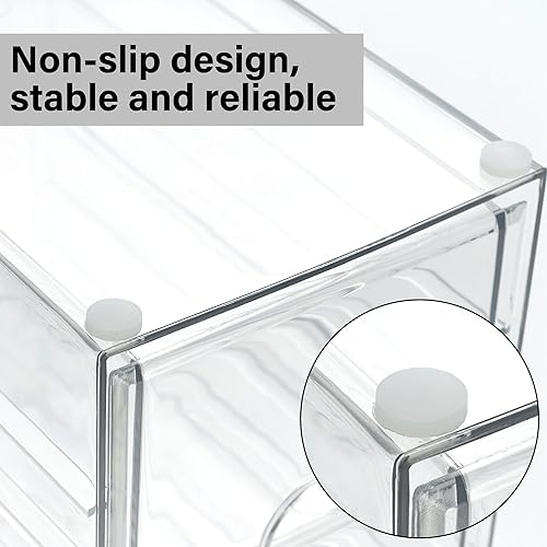 Miniatura 7 de Prsildan Organizador de maquillaje acrílico con 6 cajones (no para biberón), juego de 2 organizadores de escritorio de oficina, cajones de