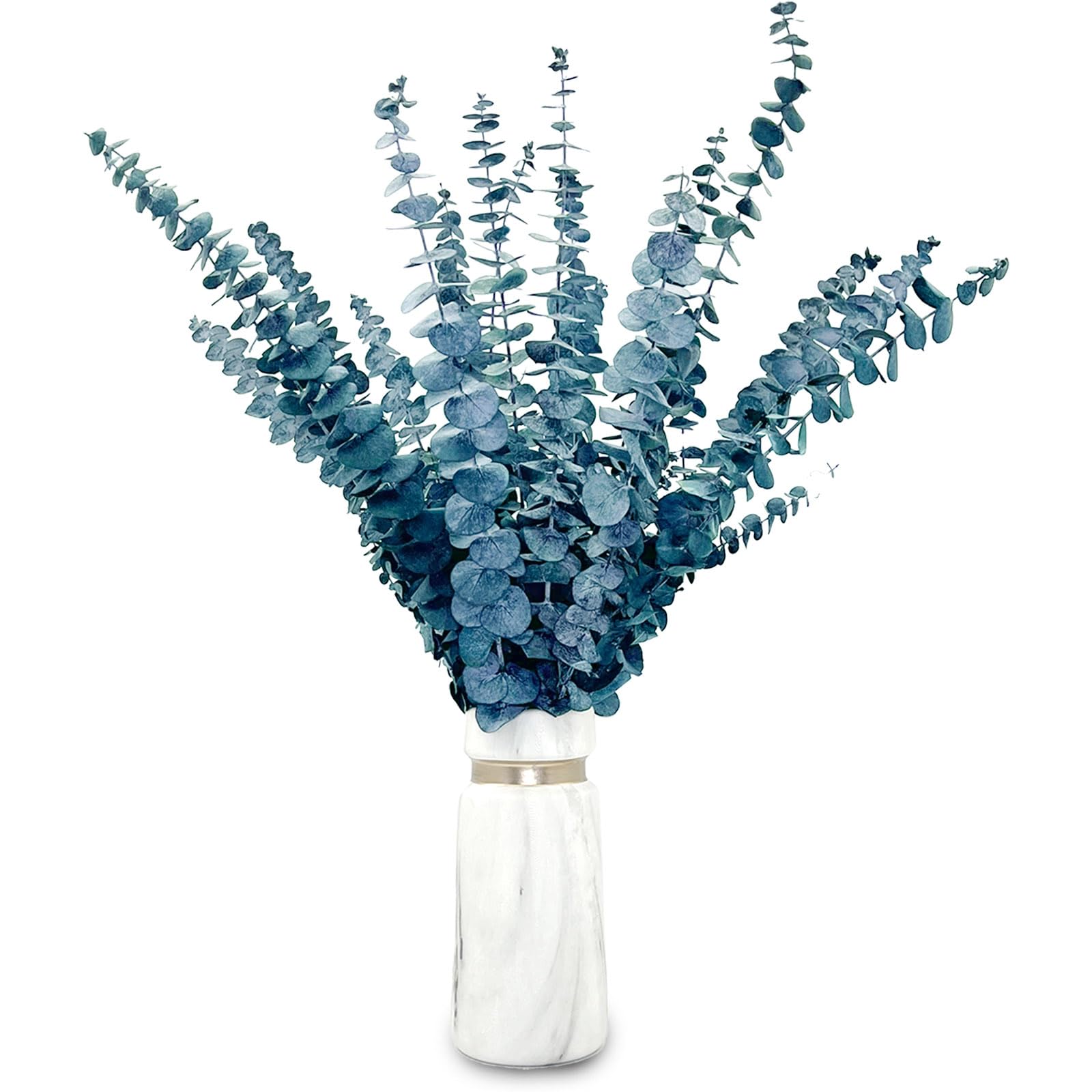 Kaohong Blue 20 Pcs Dried Preserved Eucalyptus Stems 17" Natural Fresh Plant Made From Real Eucalyptus Leaves Branches For Flower Arrangement, Wedding Decor, Home Décor
