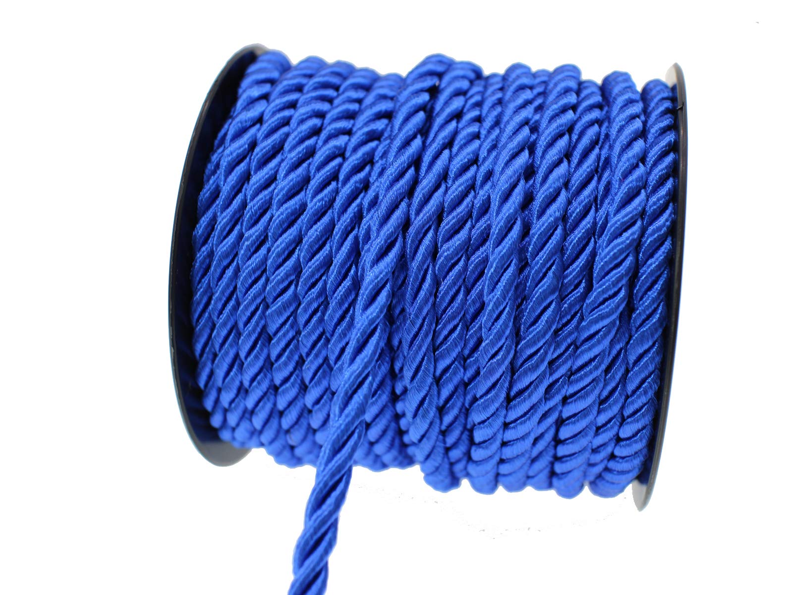 Cordón trenzado de satén azul real de 5 mm para hacer joyas, cuerda trenzada decorativa de poliéster de 20 yardas, hilo grueso brillante para gargantillas y manualidades