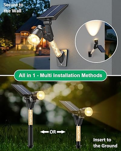 Miniatura 6 de XMCOSY+ Focos solares para exteriores, luces solares ajustables para exteriores, impermeables, todo en 1, focos solares para paisaje, luz de pared,