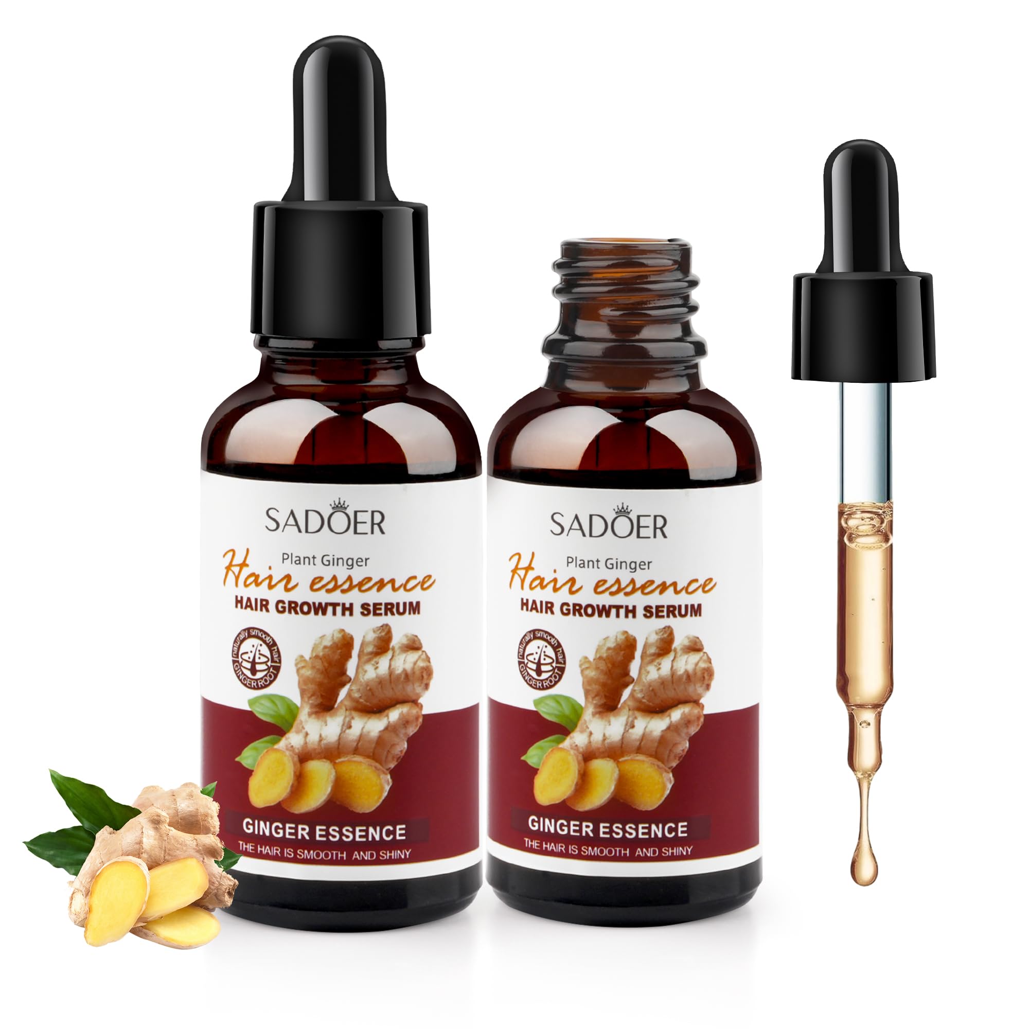 Aceites Esenciales para el Crecimiento Rápido del Cabello, Aceite para el Cabello Aceite de Jengibre para Mujeres y Hombres, Aceites Naturales para el Cabello 30ML x 2