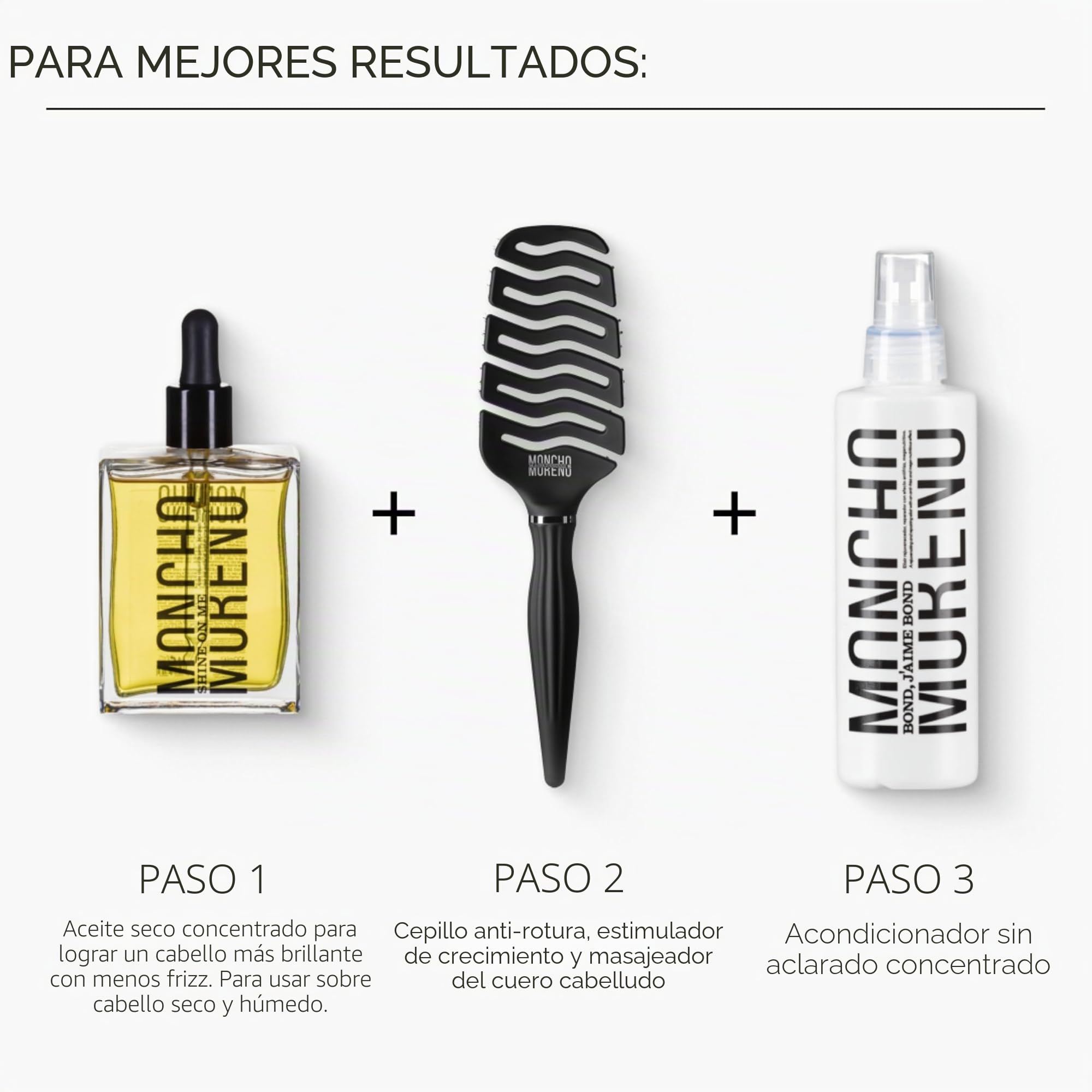 MONCHO MORENO Shine On Me - Aceite Reparador Antifrizz con Aceite de Argán y Vitamina E - Fortalece y Aporta Brillo sin Engrasar - Sérum para Cabello Seco y Dañado (50 ml)