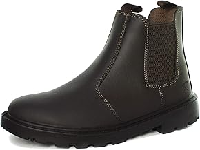 Grafters Botas de cuero para hombre con doble refuerzo, puntera de acero S1