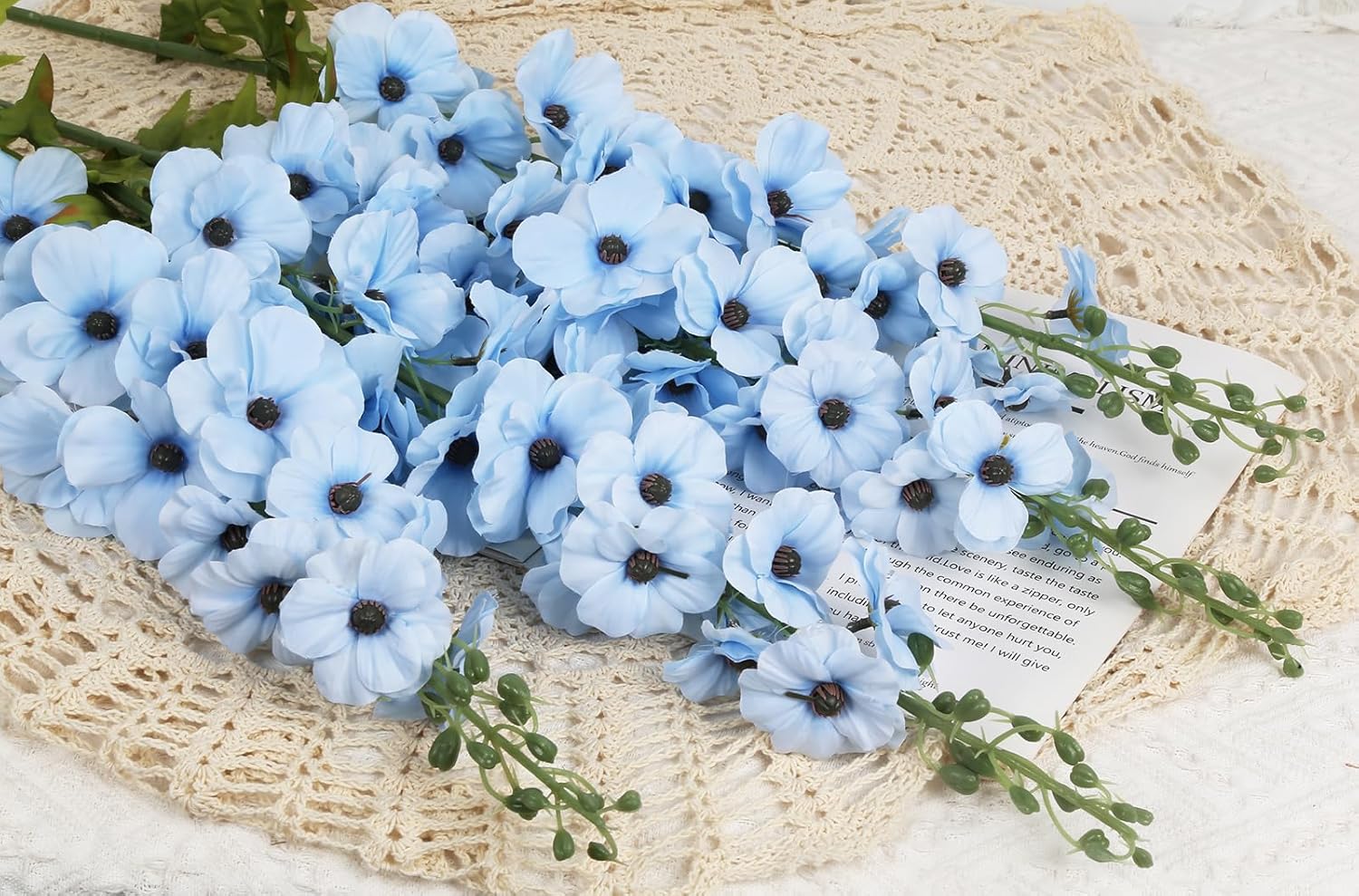 42'' Long Stem Blue Delphinium Artificial Flowers for Tall Vases 4PCS Fake Hollyhock Silk Flowers Realistic Larkspur Faux Flowers for Home Wedding Table Decoration Floral Arrangements (Blue) - Image 5