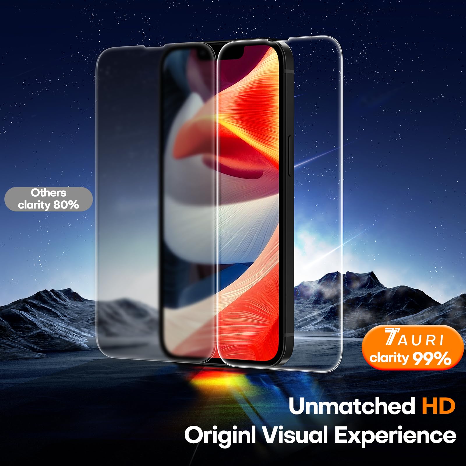 TAURI 3 Pezzi Pellicola Vetro Temperato per iPhone 13 Pro 6,1 Pollici, Rimozione Automatica Della Polvere, Durezza 9H Protettiva, Senza Bolle