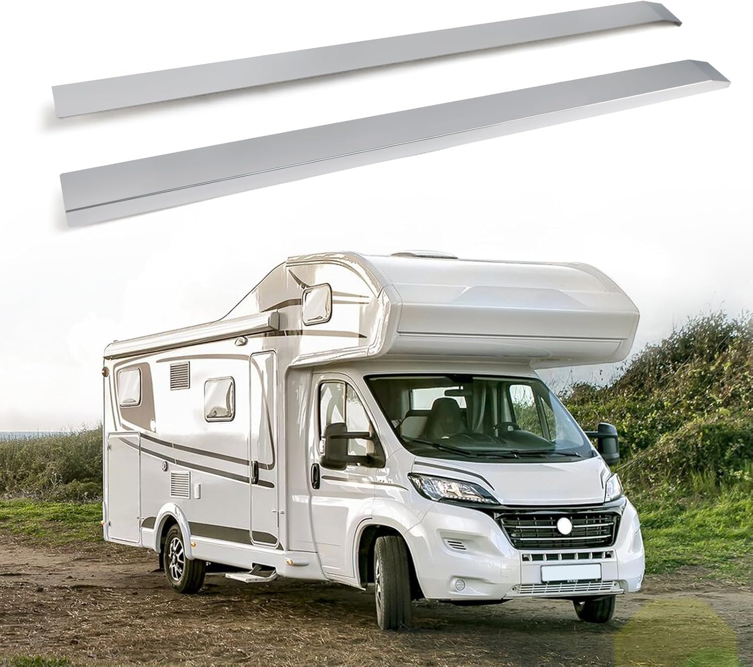 2 Pcs Stainless Steel RV Slide Out Ski Set Slide Out Stabilizers,47" Length (Trim-to-Fit) Fit for Most RV Camper