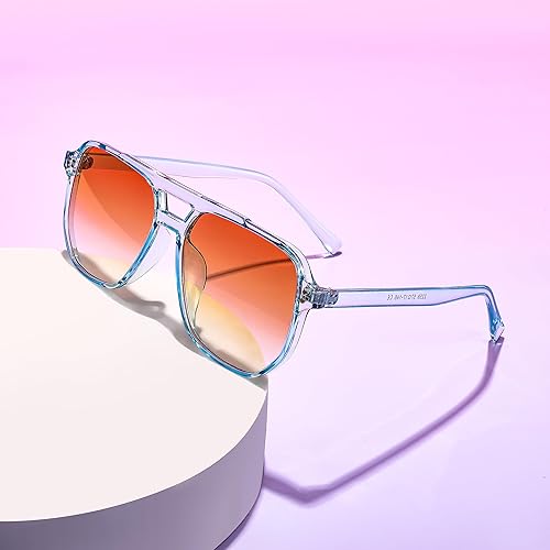 Miniatura 6 de FEISEDY Gafas de sol de aviador cuadradas retro para mujeres y hombres, de los años 70, estilo vintage, marco de plástico, gafas de sol B2835