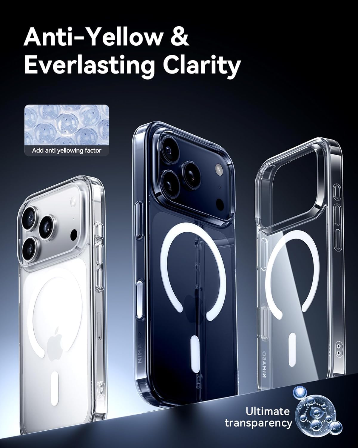 DIZORO Crystal Clear Magnetic Compatible with iPhone 17 Pro Max Case with Anti-Yellow Anti-Scratch | Shockproof Transparent Cover — Amazon image 6