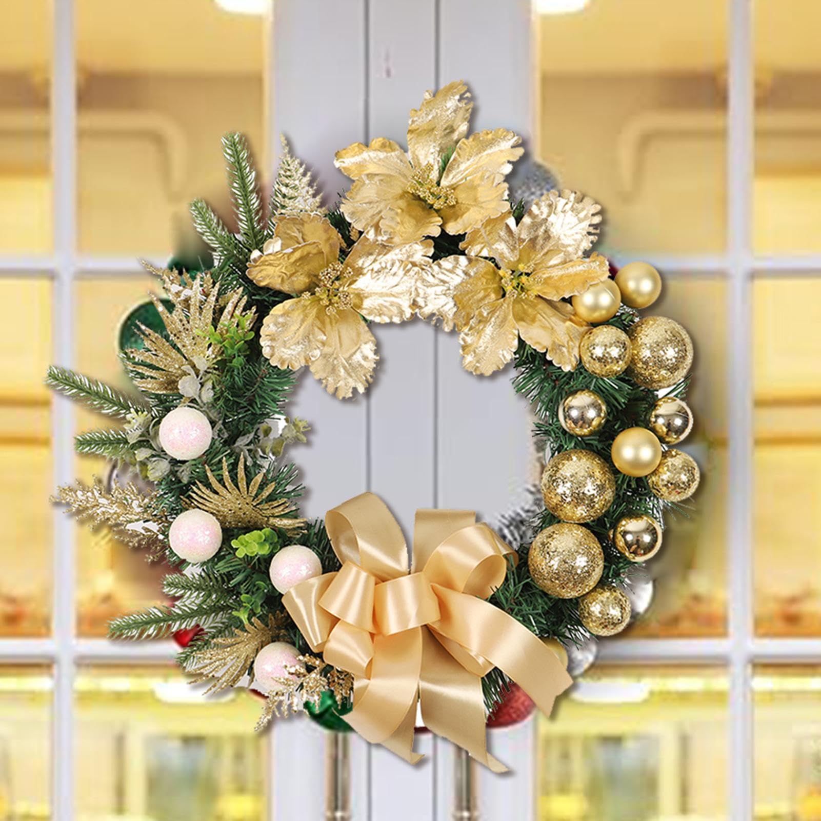 Ghirlanda Di Natale Artificiale Con Palline Oro Champagne, 50 Cm - Decorazione Per Scale, Camino, Porta, Interno Ed Esterno