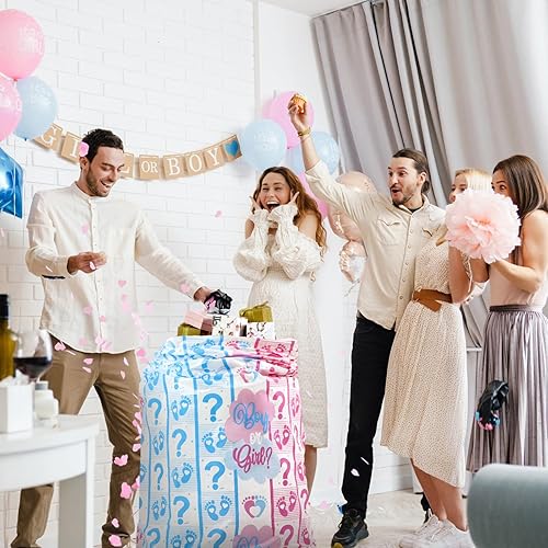 Miniatura 3 de Zonon 3 bolsas de 56 pulgadas extra grandes para baby shower, almacenamiento para revelación de género, bolsas de regalo de plástico de gran tamaño,