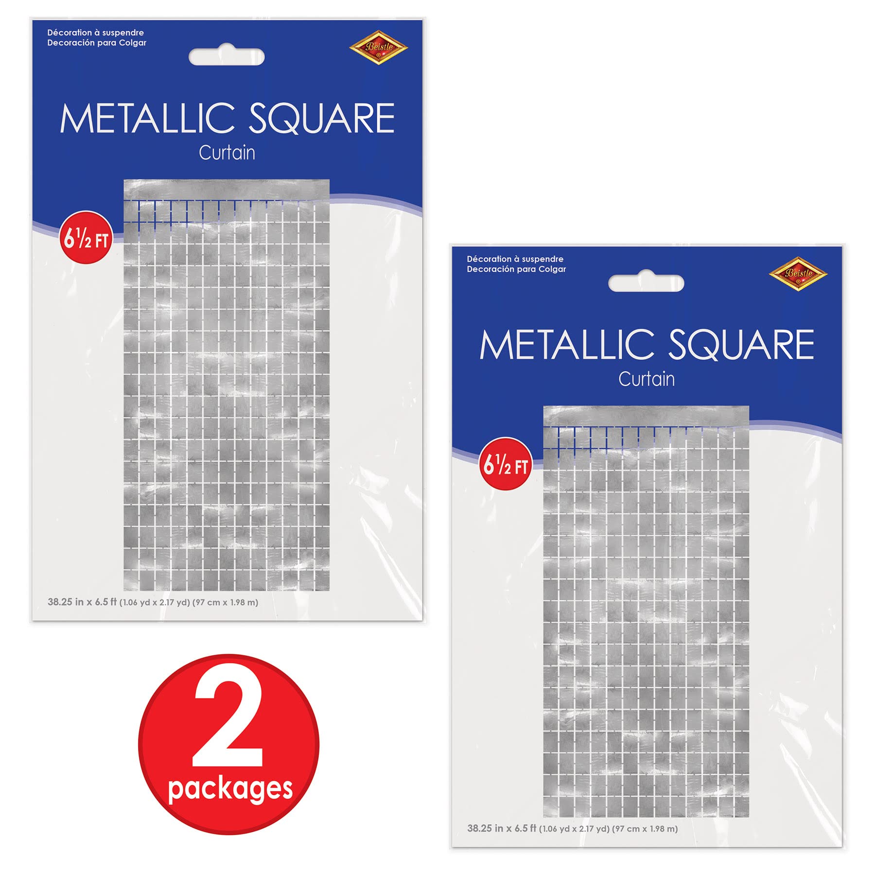 Beistle Lot De 2 Rideaux Irisés à Franges Pour Décoration De Mariage, Anniversaire, Fête, Porte, Entrée, Drapé Opalesecent 2,4 X 0,9 M