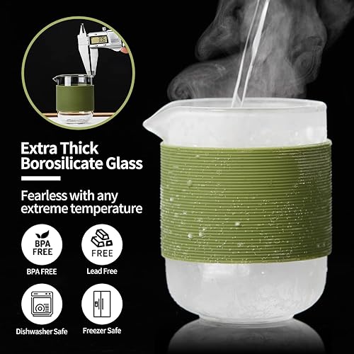 Miniatura 3 de SPARROW - Juego de té de cristal, tetera portátil pequeña de gongfu con 1 infusor, 2 tazas y 1 taza principal, todo en uno, funda resistente al agua