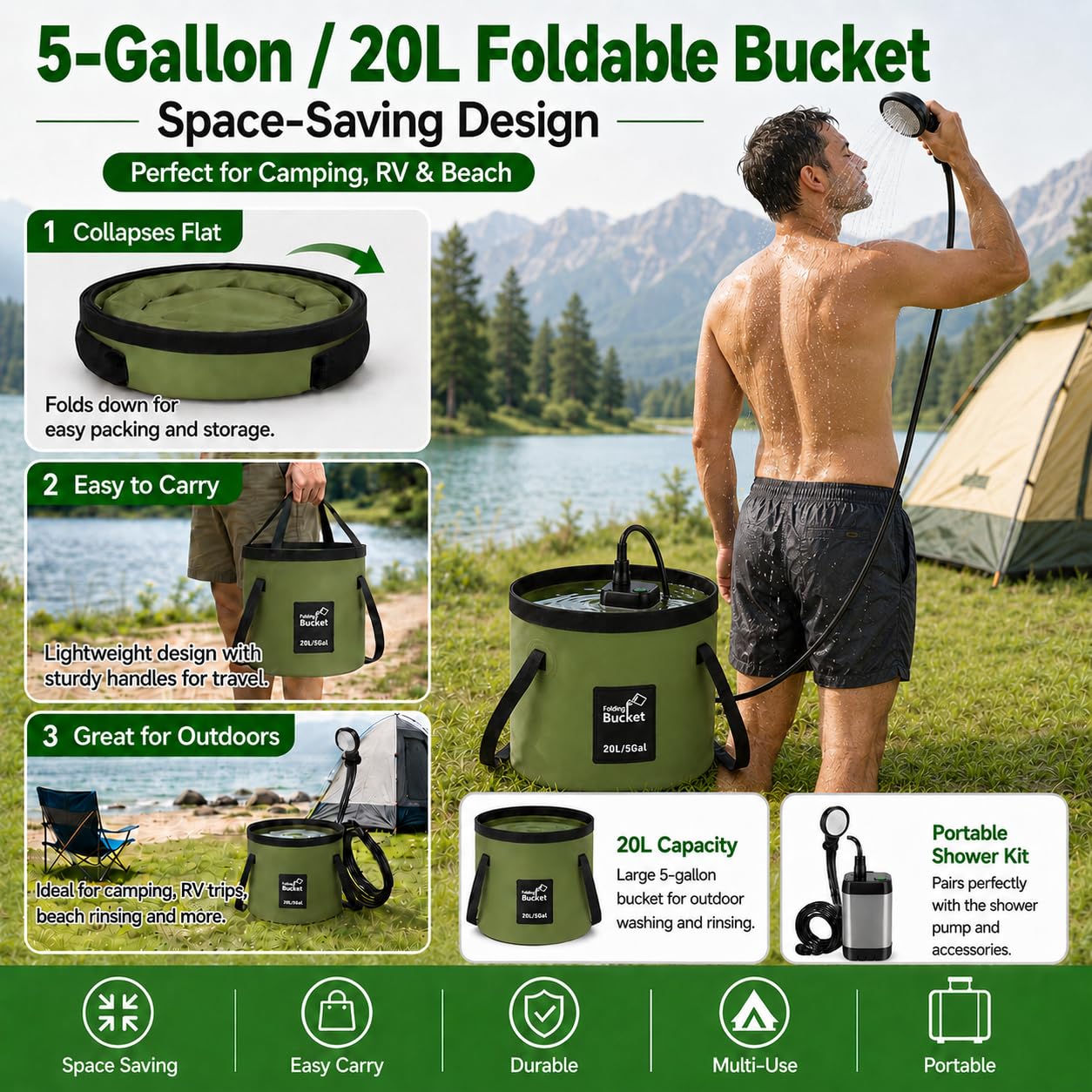 Amazon.com : ELZONYX Portable Shower for Camping, 6000mAh