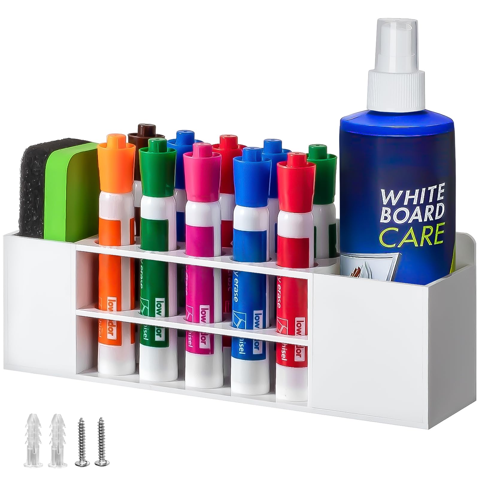 Banafich Magnetic Dry Erase Marker Holder for Whiteboard, Wall Mount Pen Holder for Refrigerator, Clear Pencil Holder for Fridge, Strong Magnet Locker