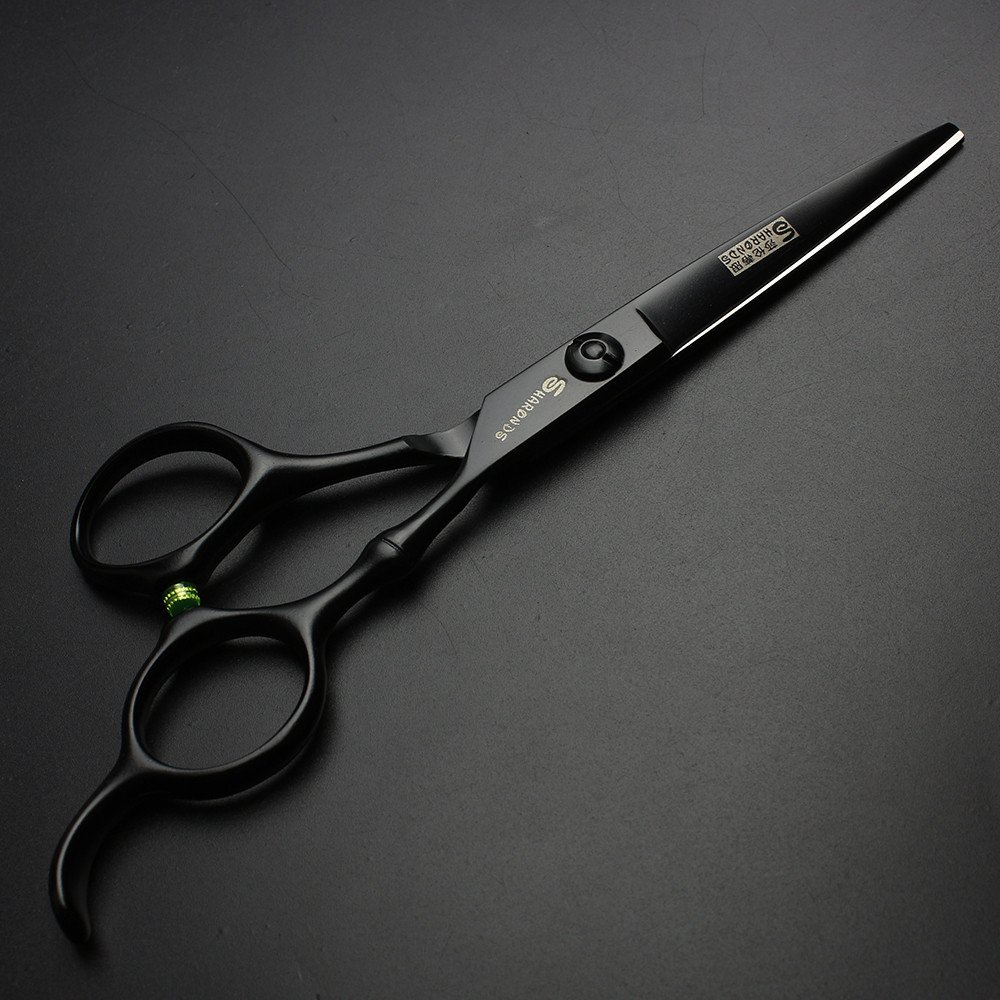 6 pulgadas de titanio corte de pelo negro tijeras profesional tijeras de peluquería corte de pelo de acero inoxidable herramienta de 440c (scissors set)