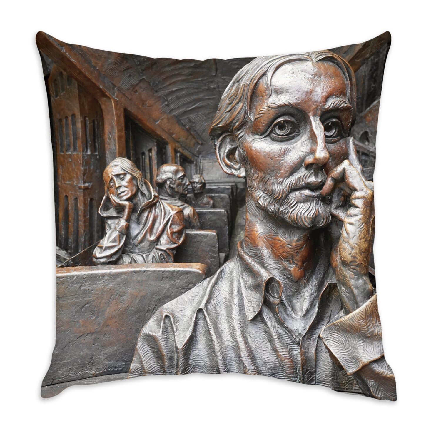 Coussin en velours blanc Paul Day sculpture métro de Londres décométro