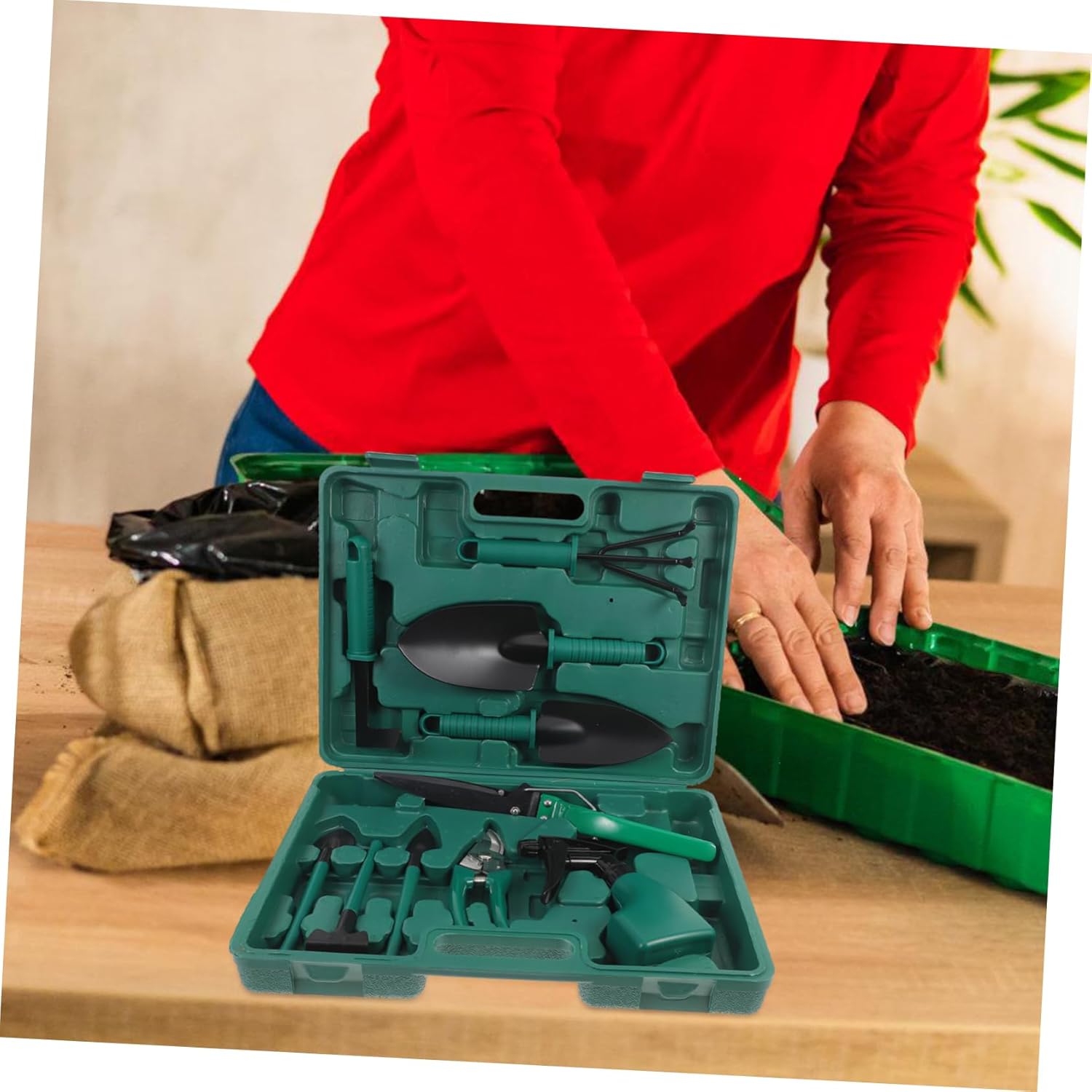 Sosoport Gardening Tool Kit with Storage Case Lightweight Durable Hand Tools for Planting Transplanting and Soil Loosening Home Gardeners and Outdoor Use