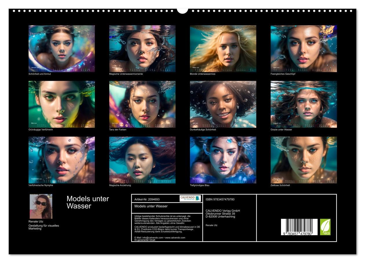 Models unter Wasser (hochwertiger Premium Wandkalender 2026 DIN A2 quer), Kunstdruck in Hochglanz: Atemberaubende Unterwasserporträts wunderschöner Frauen in magischem Licht (CALVENDO Kunst)