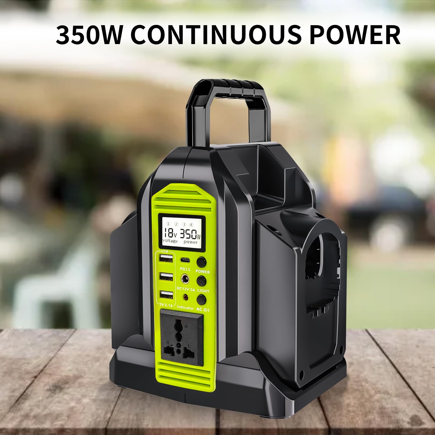Onduleur à onde sinusoïdale pure 350 W, alimentation CC 18 V à 230 V/240 V AC, compatible avec les batteries au lithium Ryobi 18 V (batterie non incluse) | Convertisseur de puissance sans fil portable