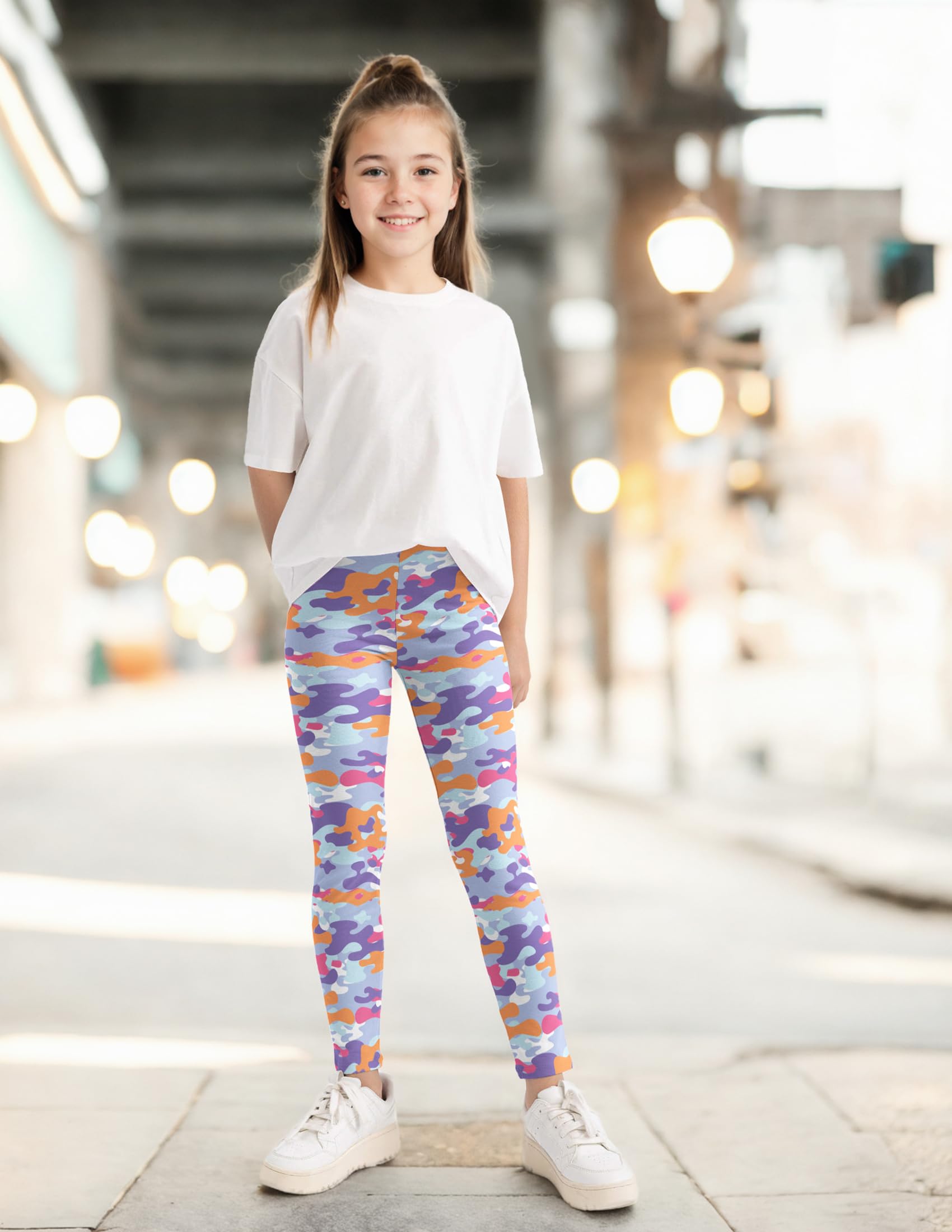 Kiench Legging de Sport Fille Pantalon Yoga Long Imprimé Lot de 4