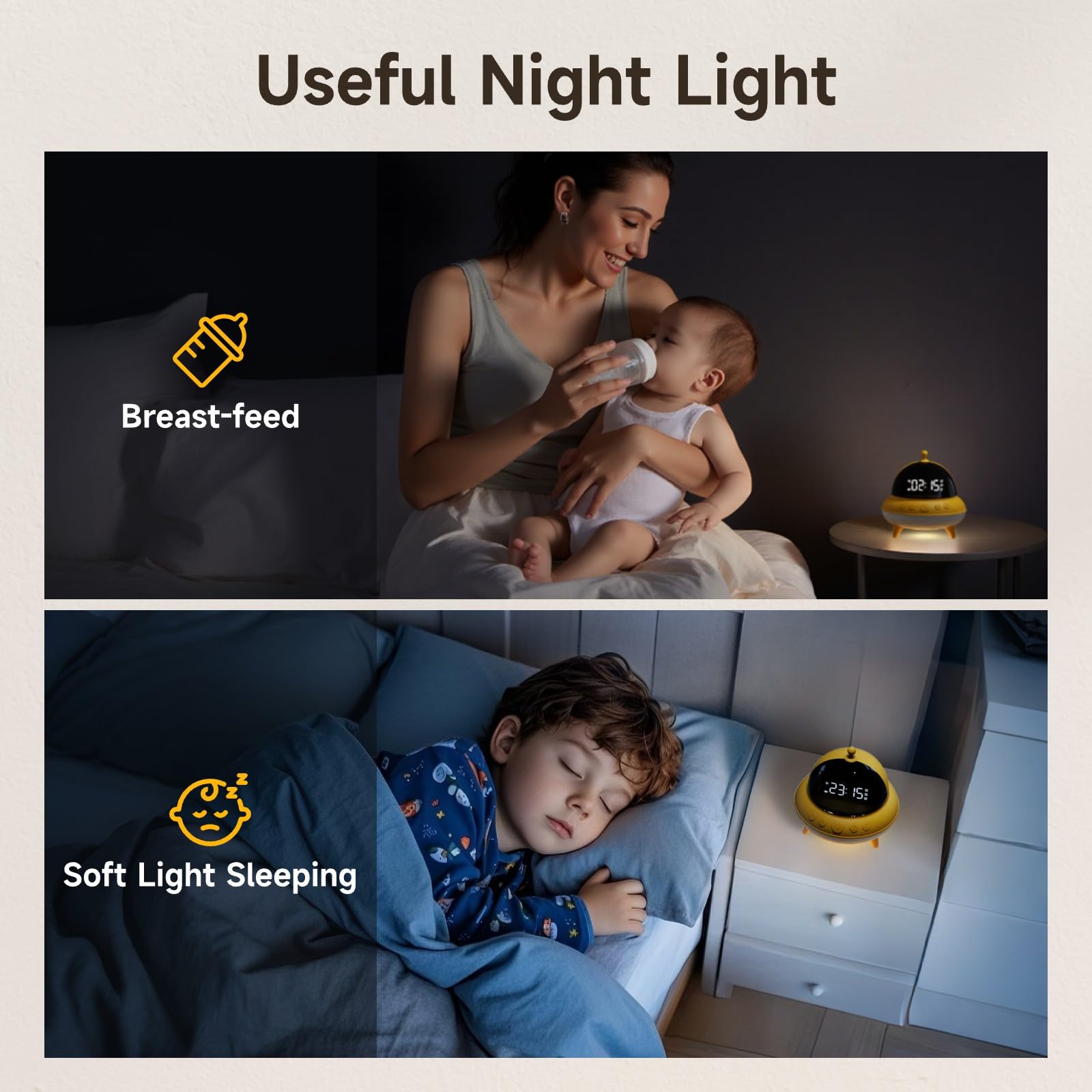 Luce notturna generica, senza presa, lampada notturna per bambini e adulti, sensore crepuscolare con 7 colori regolabili, sveglia con tempo di alzata per camera da letto, cameretta dei bambini, cucina