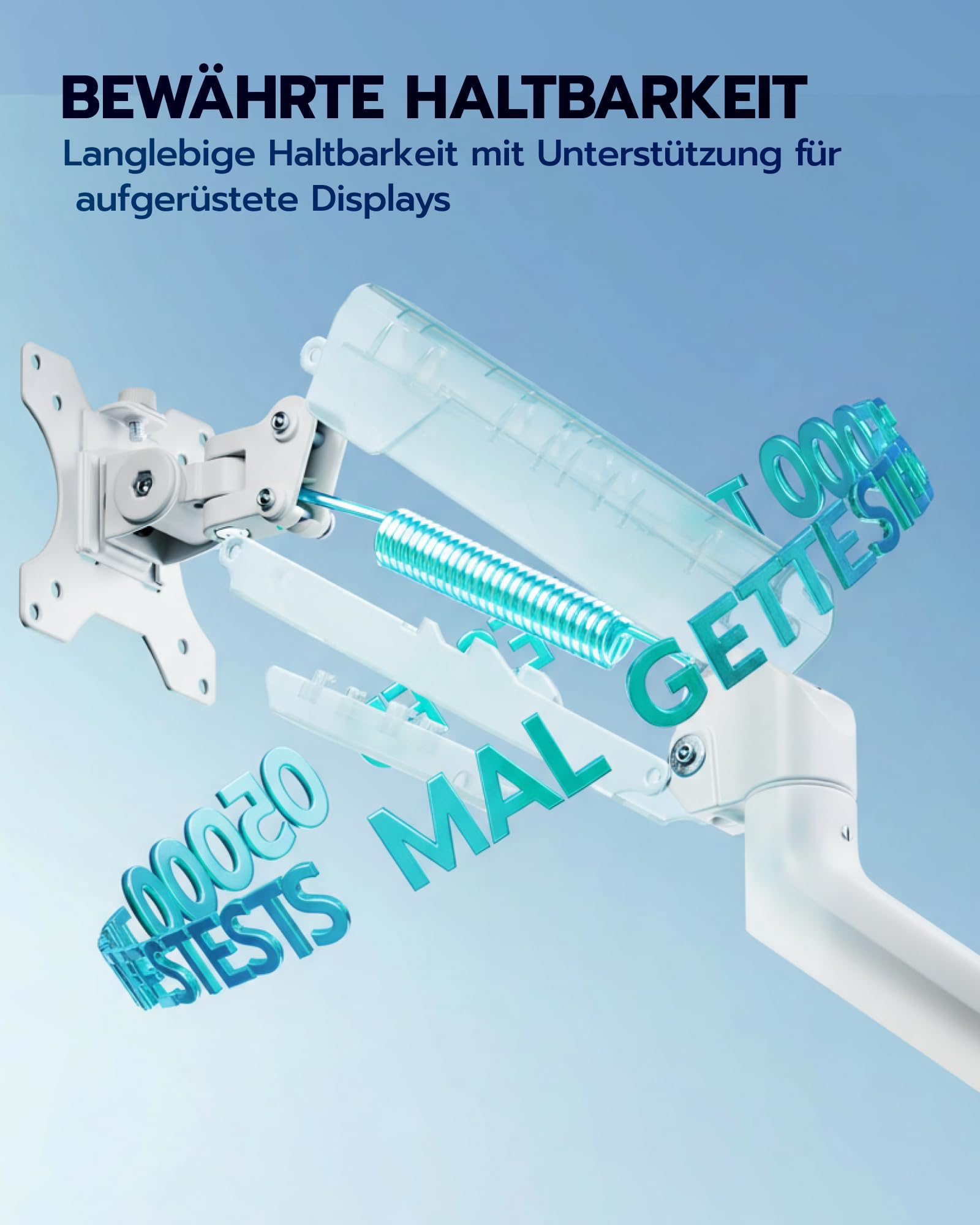 ARES WING Monitor Halterung für 17"-40" Flach Curved Bildschirm, Höhenverstellbar Bildschirmhalterung, Monitor Arm Tragfähigkeit Max 12 kg, 75/100mm Vesa-Halterung, Weiß