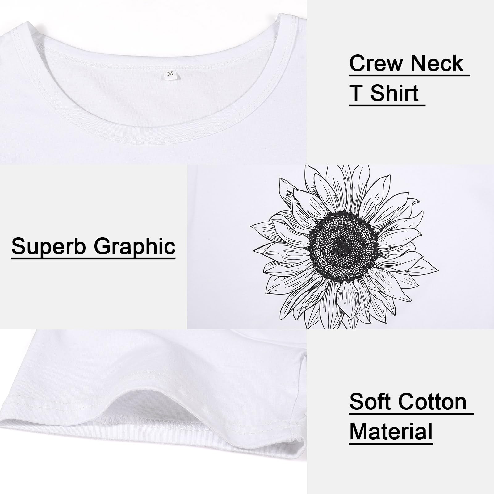 heekpek T Shirt Donna Manica Corta Bianca Cotone Maglietta Manica Corta Donna Casual Girocollo Stampa Estiva Base Tee Bluse