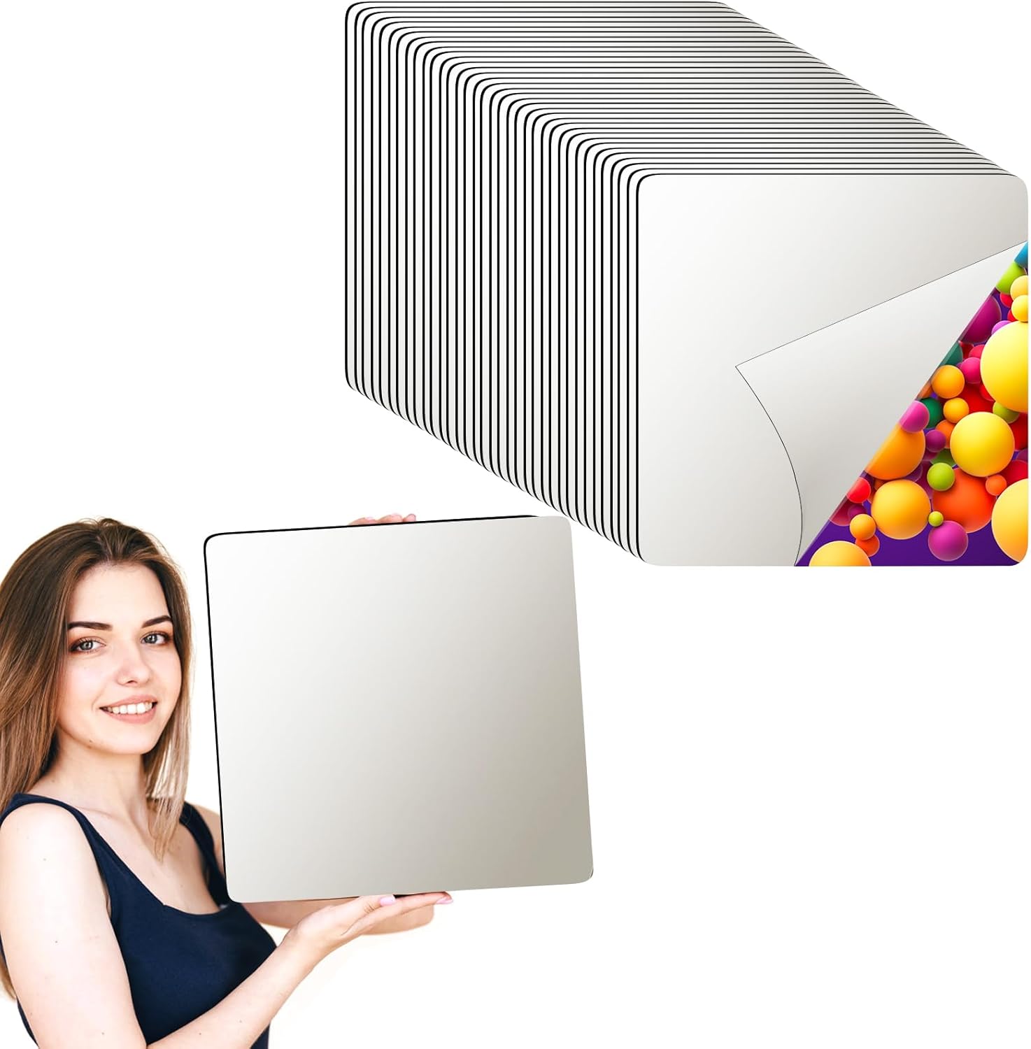 36PCS Gym Mirrors for Wall,16”x16” Acrylic Mirrors, Thick Wall Mounted Mirror Tiles Self Adhesive Mirror,Wall Mirror for Gym for Wall Decor Living Room Ceiling Mirrors for Bedroom