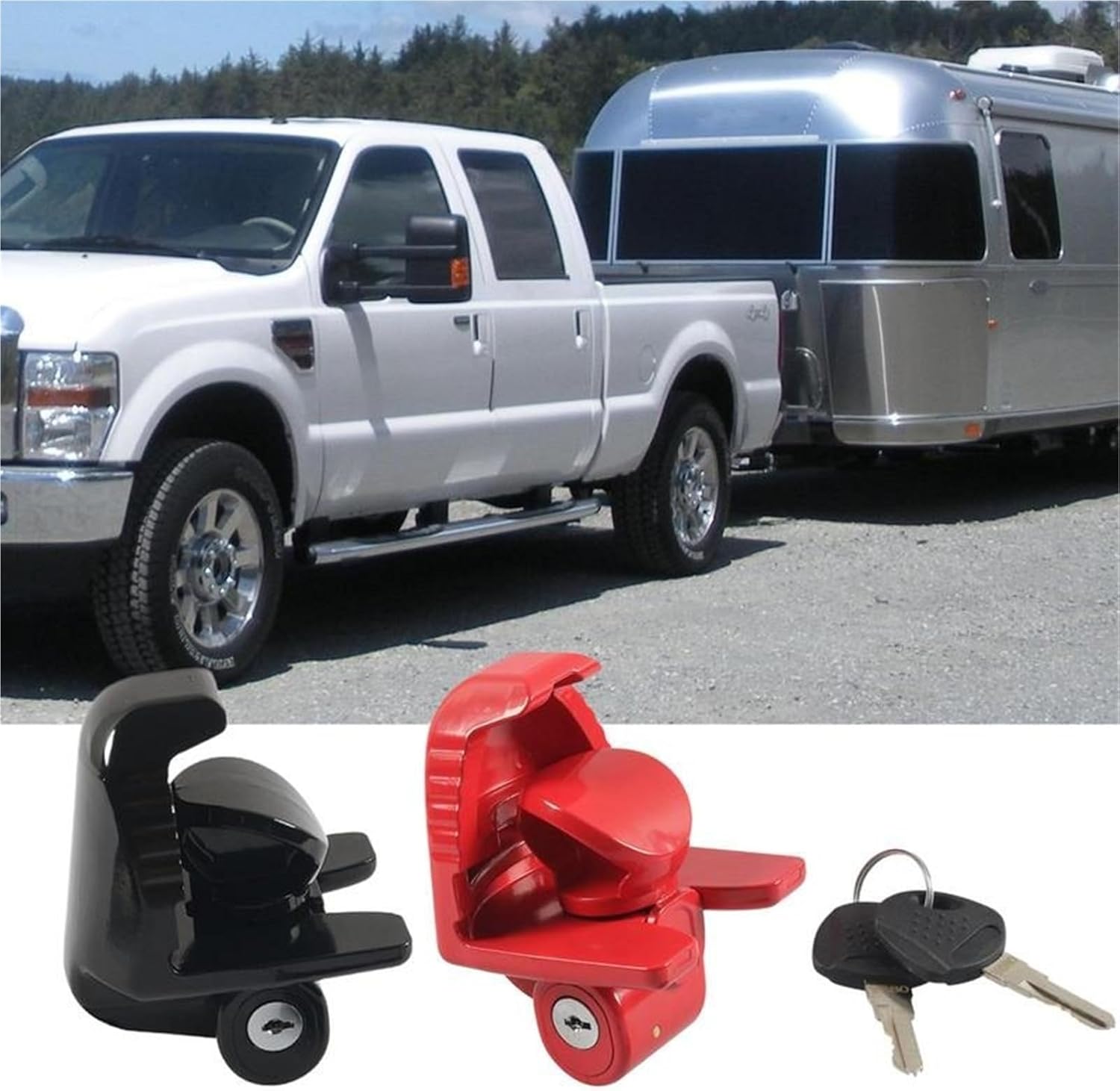 RV Trailer Lock Set Adjustable Lock Hitch Locks with Keys RV Accessories for Travel Trailers 1Pcs(Red)