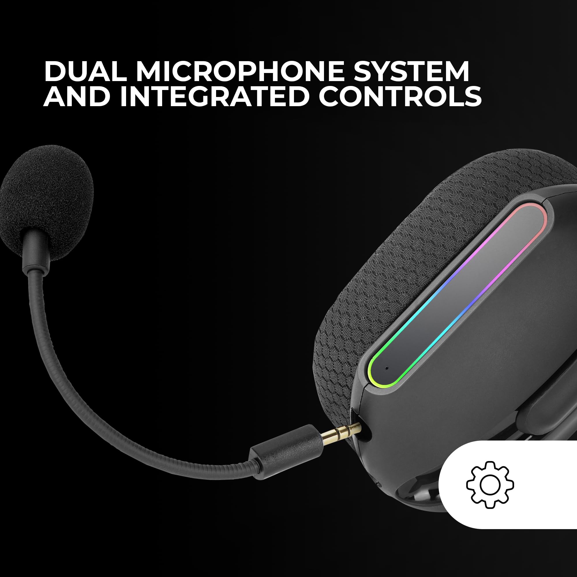 Mars Gaming MHW-PRO, Kabelloses Gaming-Headset ARGB Flow, 3D Surround Sound 7.1, Bluetooth 5.3 + 2.4GHz + 3,5-mm-Klinke, Ultraleichtes Ergonomisches Design, Duales Mikrofon, Multiplattform, Schwarz