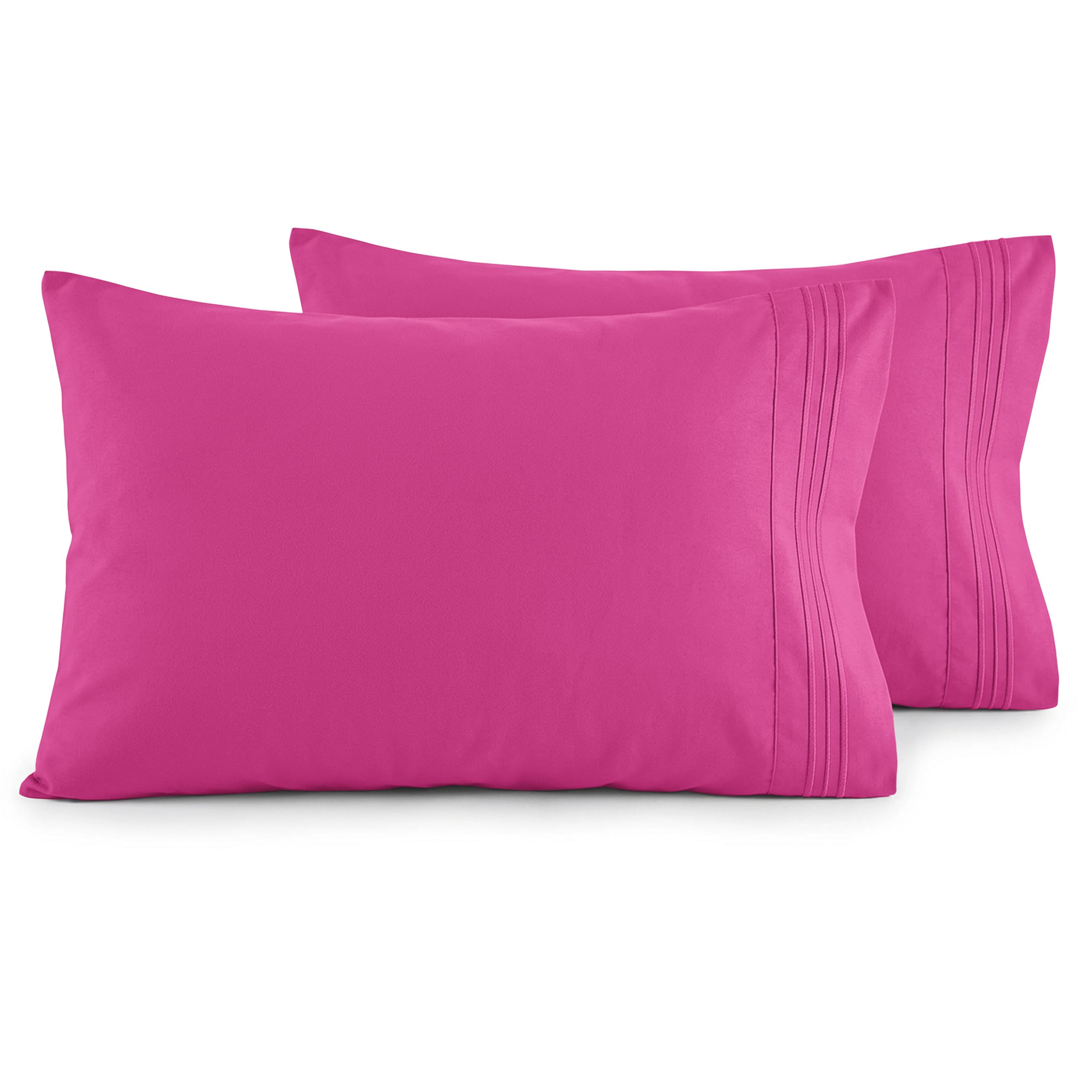Luxury Ultra-Soft 2-Piece Pillowcase Set 1500 Thread Count Egyptian Quality Microfiber - Double Brushed - 100% Hypoallergenic - Wrinkle Resistant, Standard Size, Pink