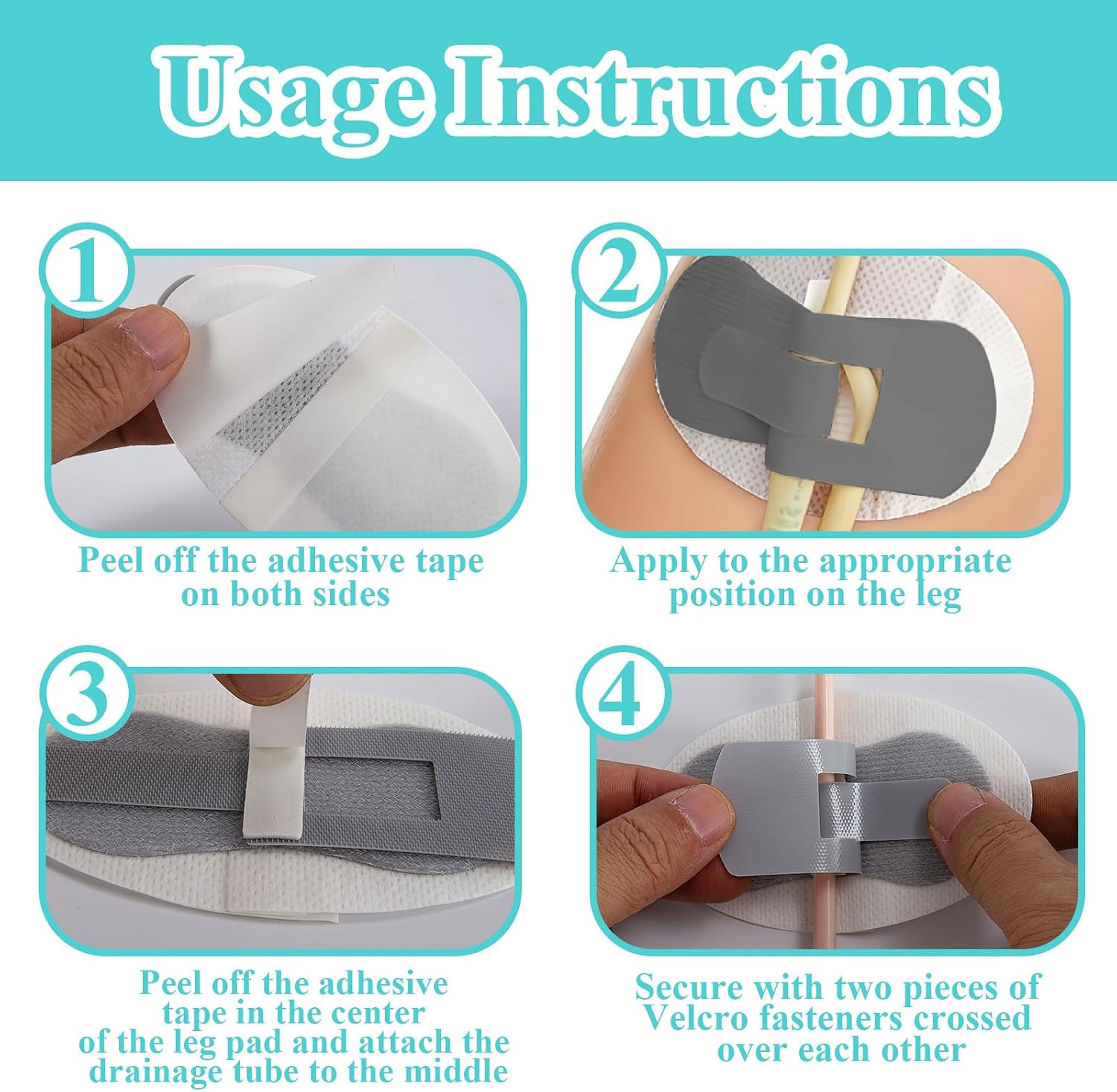 QCWN Foley Catheter Stabilization Device 20 Pack Catheter Tube Holder Leg Sticker for Urinary Drainage Feeding Tubes Breathable Non-Woven Adhesive Catheter Securement Device Accessories (Gray)