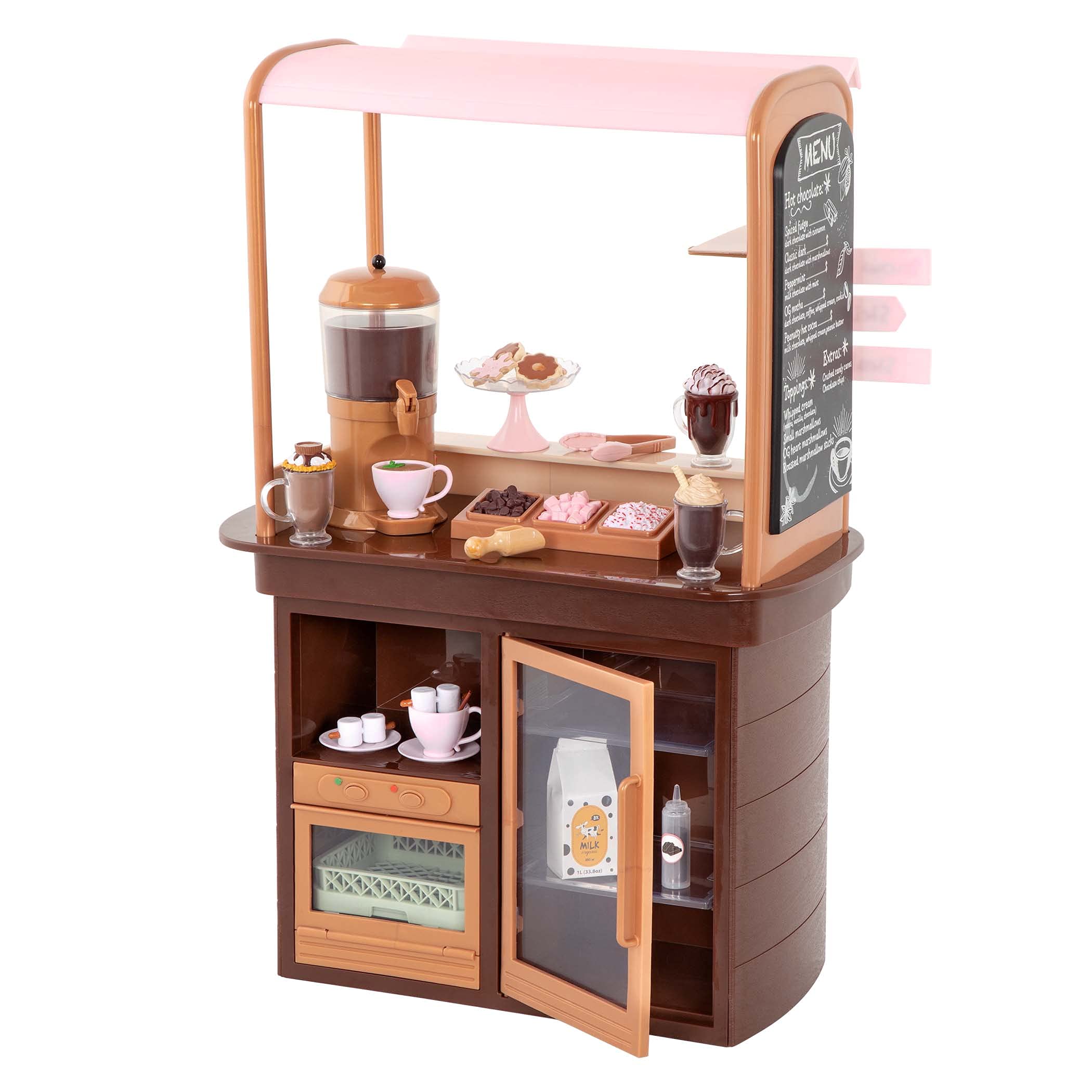 Our Generation Choco-Tastic Playset – Hot Chocolate Stand for 18-inch Dolls – Includes 26 Piece Accessory Set