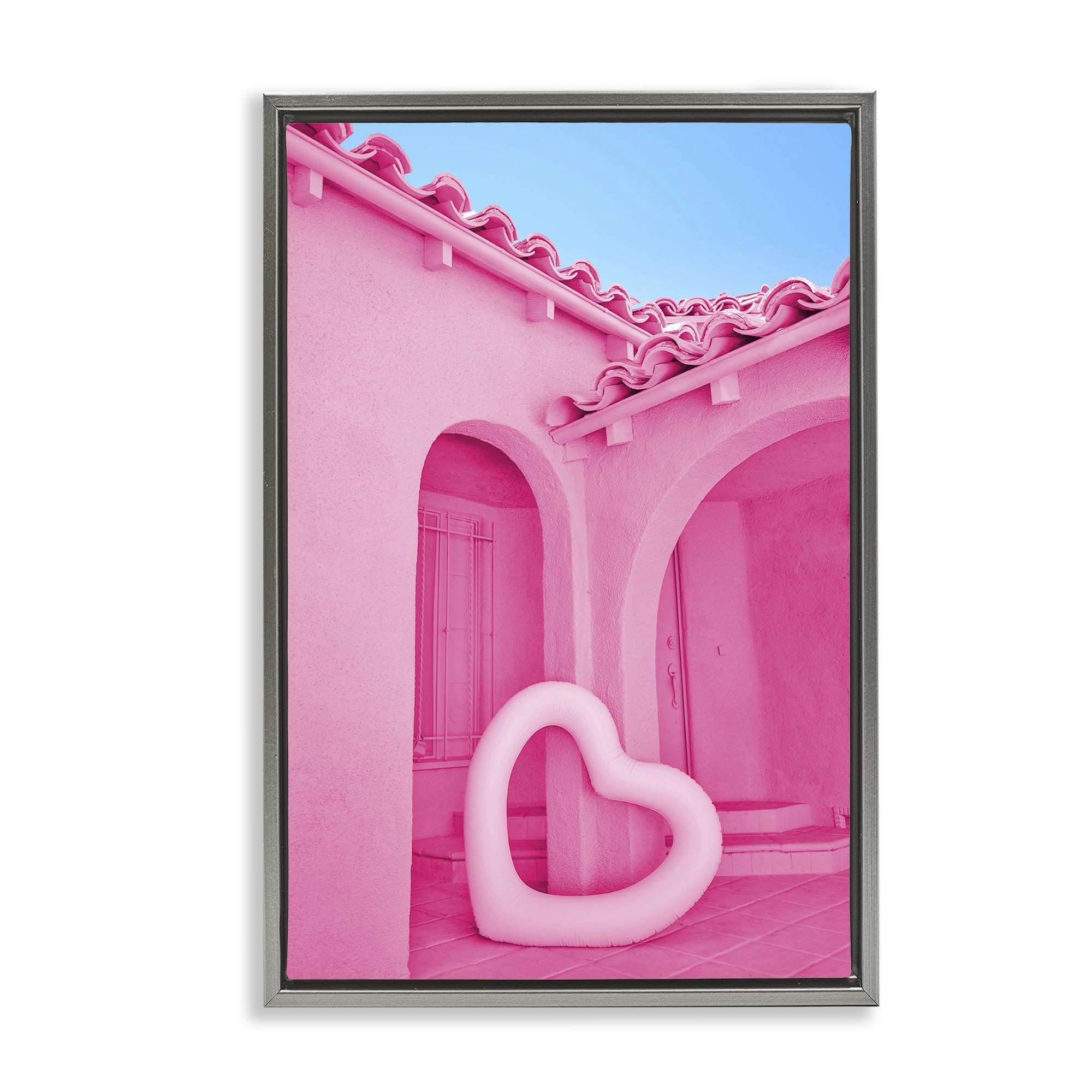 'Pink Pop Heart at Villa'| Floating Frame Canvas Art