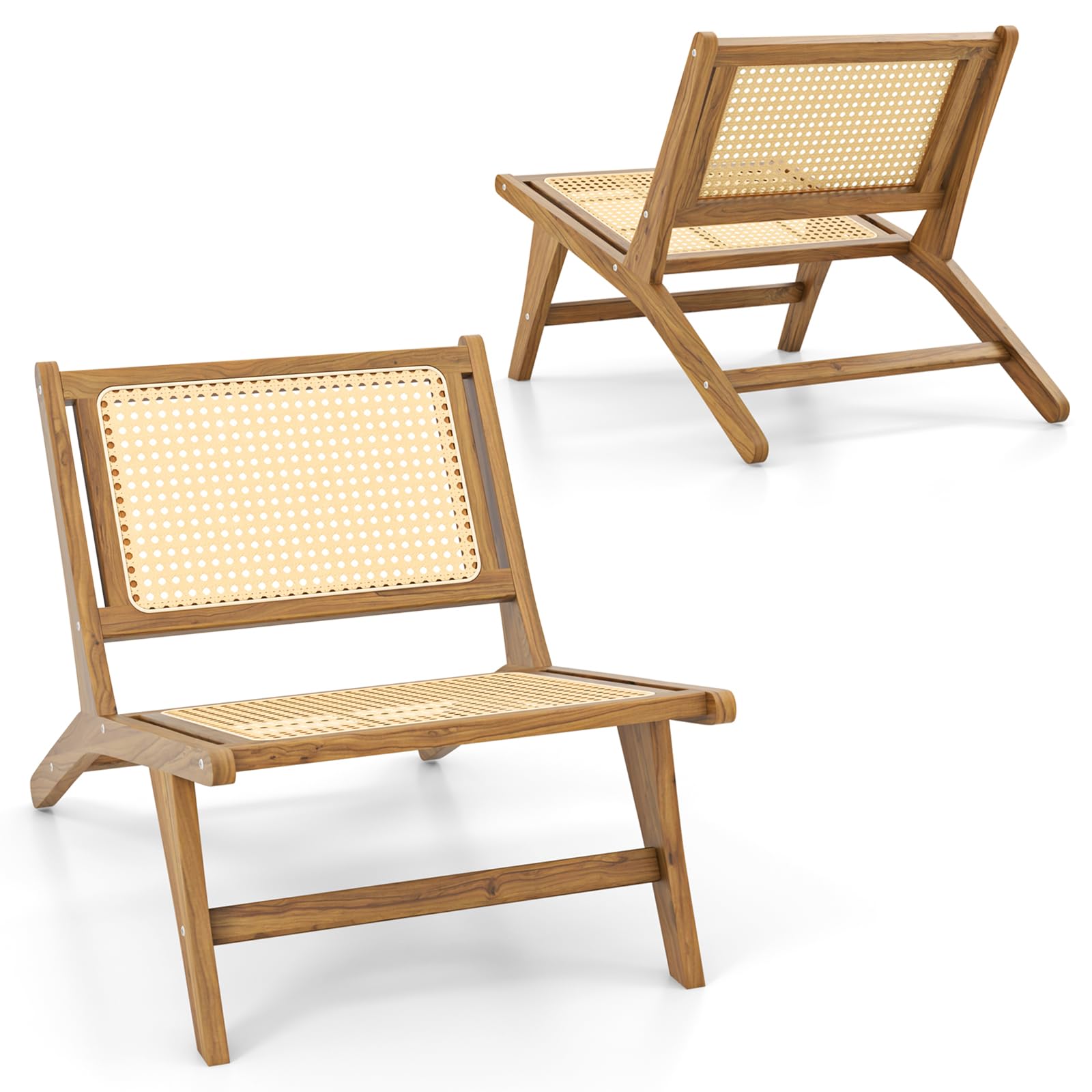 Amazon.com: Tangkula Teak Wooden Chair, Mid Century Modern