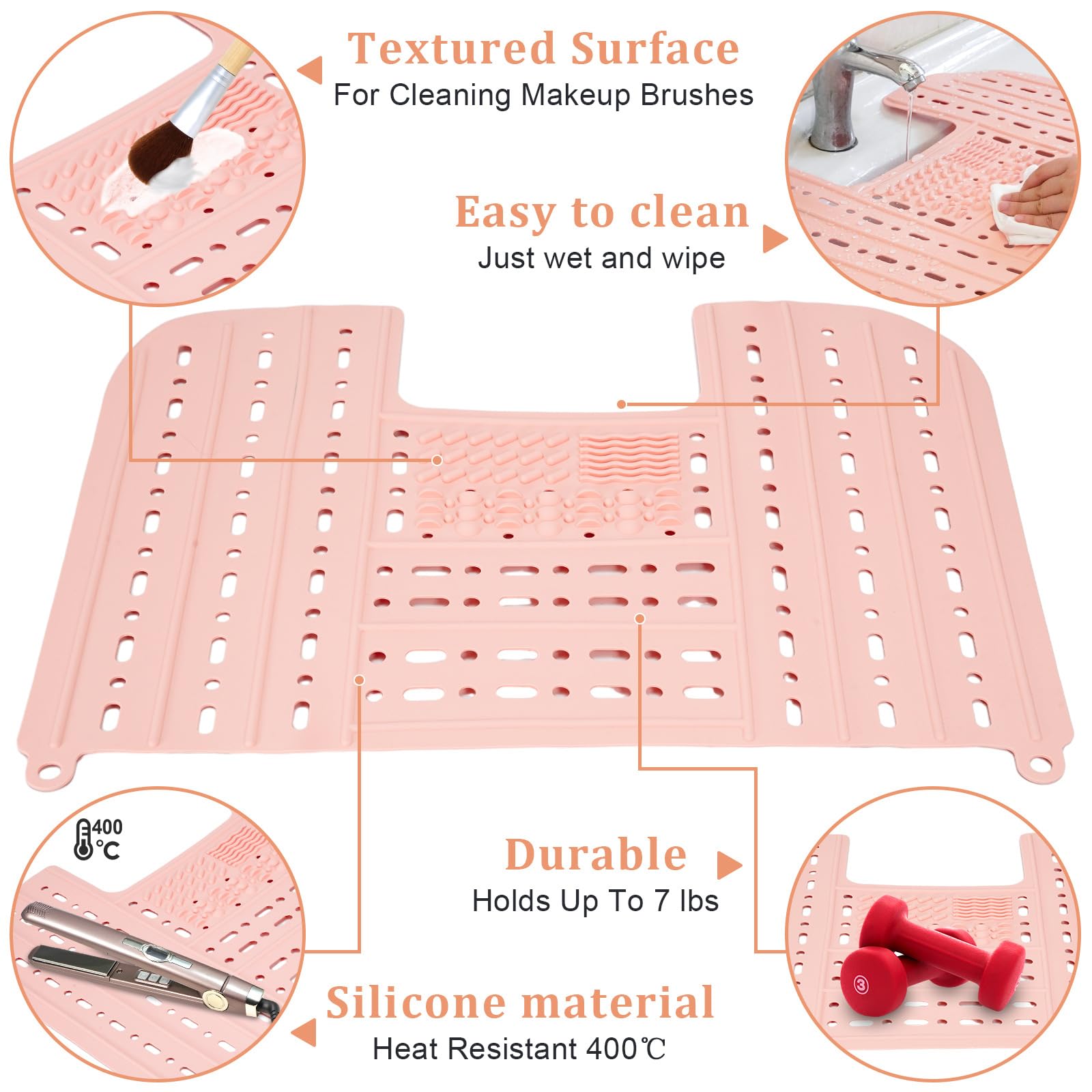 Copertura per lavandino del bagno, tappetino pieghevole per la pulizia dei pennelli da trucco, salvaspazio, tappetino organizer in silicone per il piano di lavoro, 55 x 43 cm