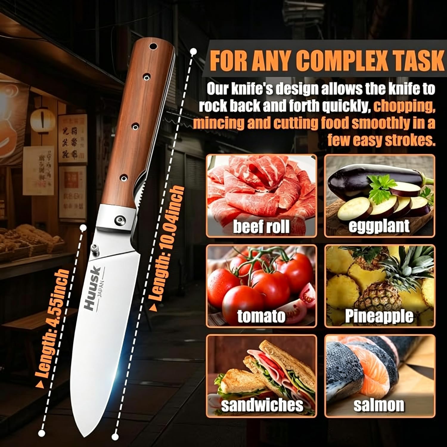 Huusk Folding Chef Pocket Knife-Japanese Santoku Knive, edc Kitchen Knives — Amazon image 5