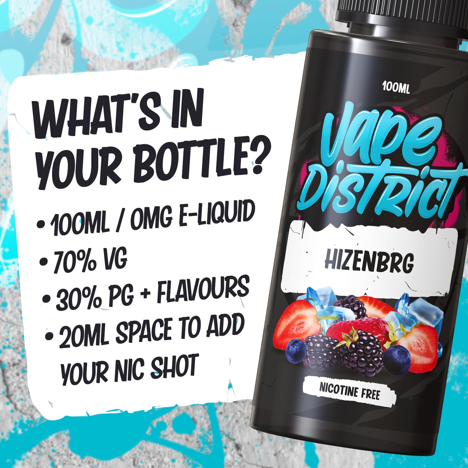 Vape District Vape Liquid 100ml Hizenbrg Ecig Juice E Liquid Nicotine Free  70VG/30PG E Cigarette Sub Ohm Flavoured E Juice Short Fill: Amazon.co.uk:  Electronics & Photo