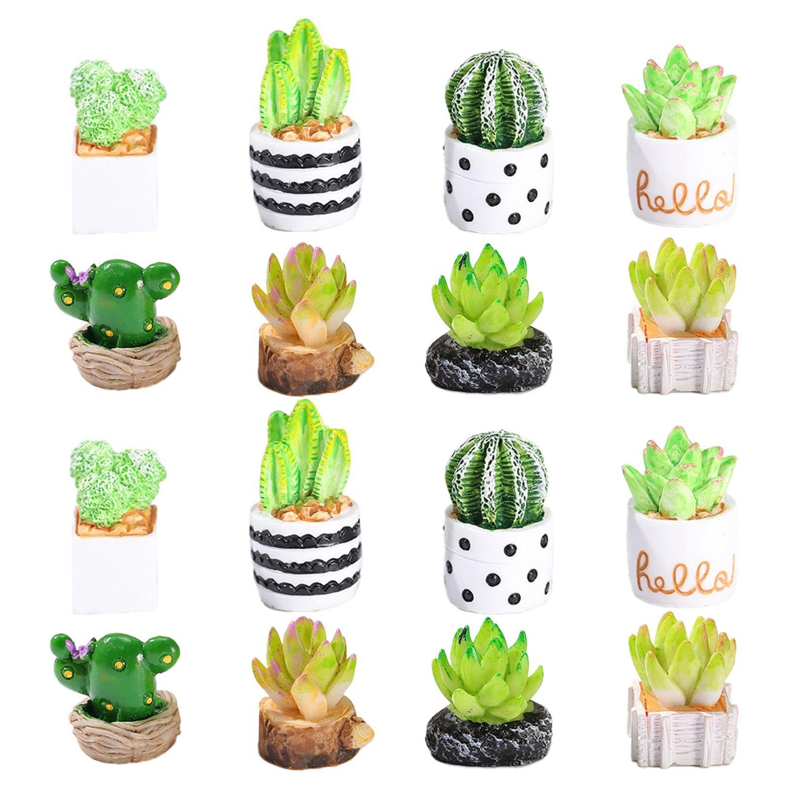 NIDHFG 16 Pieces Of Simulated Resin Potted Plants, Small Succulent Ornaments On Desktop, Creative Mini Plants