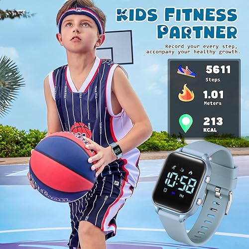 Miniatura 3 de Relojes digitales para niños y niñas, reloj deportivo con rastreador de fitness, podómetro, reloj despertador, cronómetro, no necesita aplicación,
