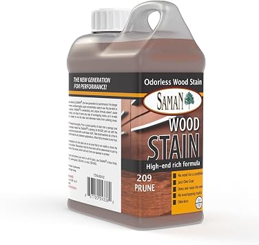 SamaN Interior Water Based Wood Stain - Natural Stain for Furniture, Moldings, Wood Paneling, Cabinets Prune TEW-209-32, 32 oz