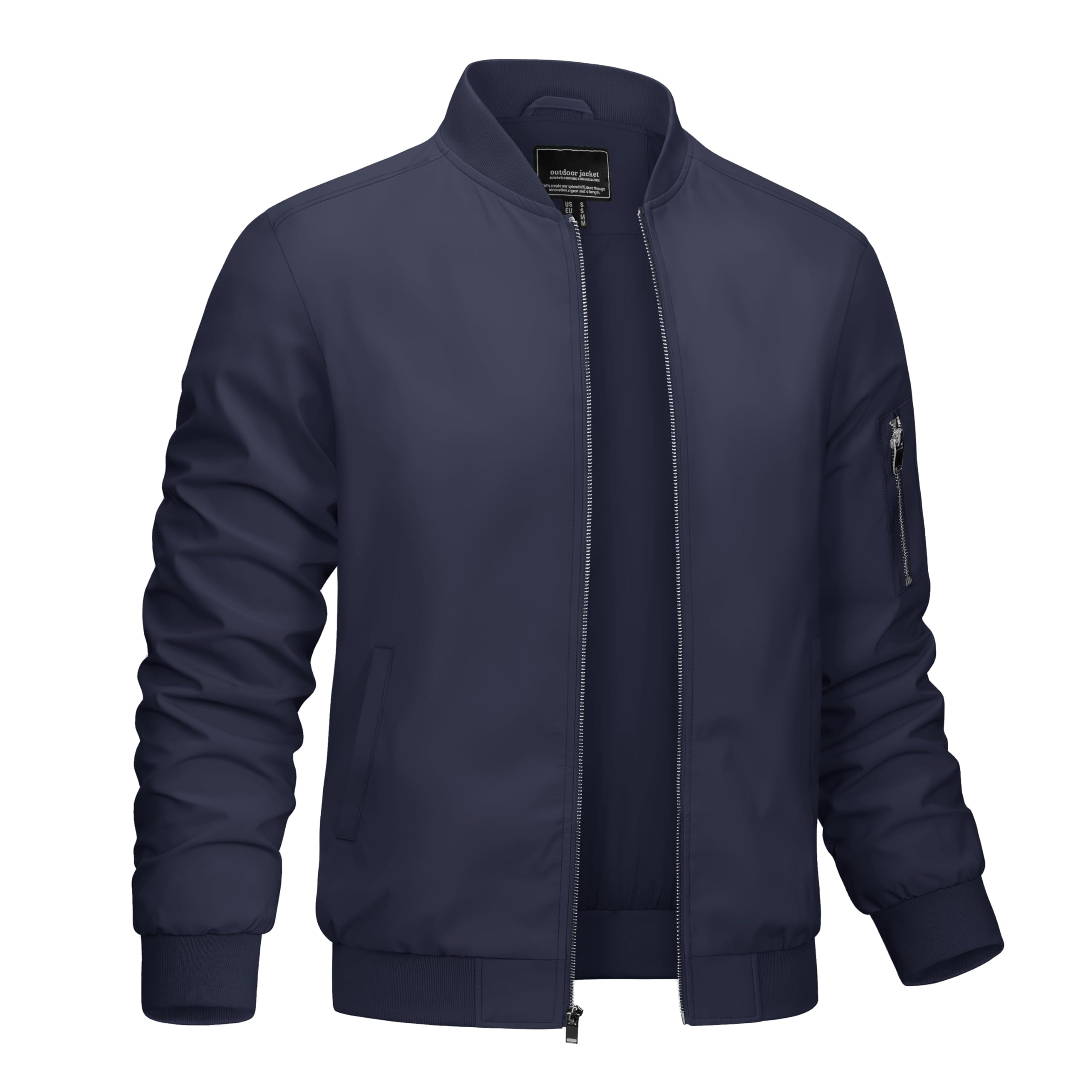 CRYSULLYMen's Bomber Jacket Lightweight Spring Fall Casual Windbreaker Full Zip Outwear Coat