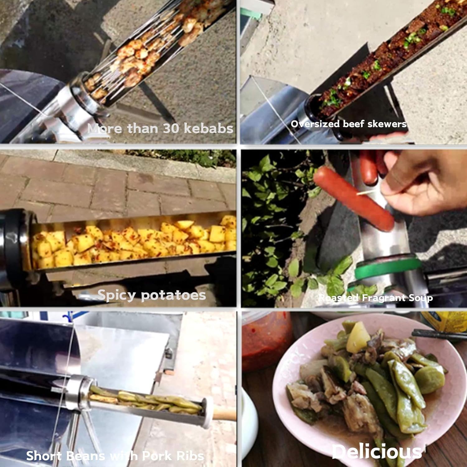 Portable Grill Solar Grill Stainless Steel Stove Oven Smoke Free Food Grade Foldable Delicious for Outdoor Camp Travel